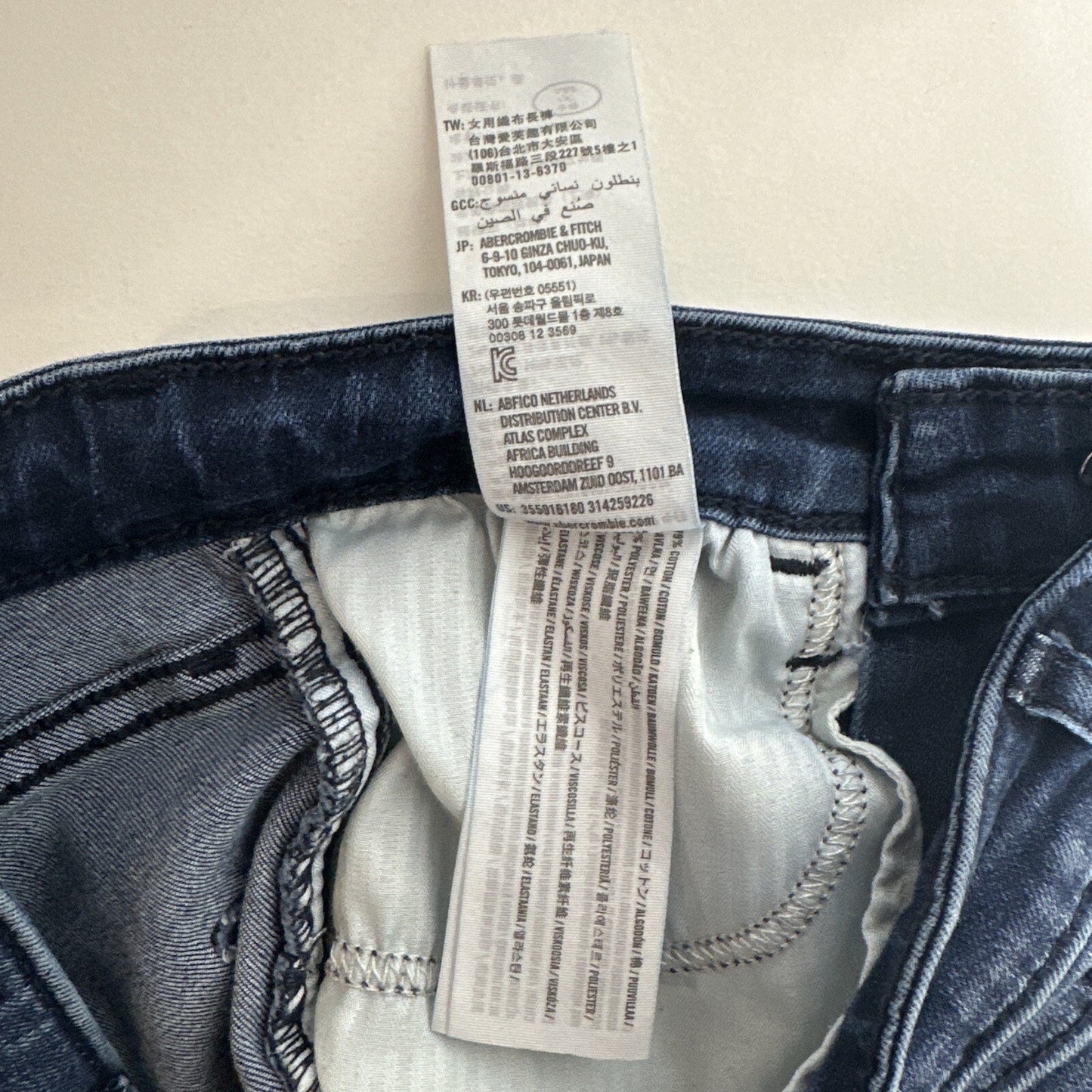 Hollister Classic Stretch Jeans Womens 0R Distressed High Rise Super Skinny Blue