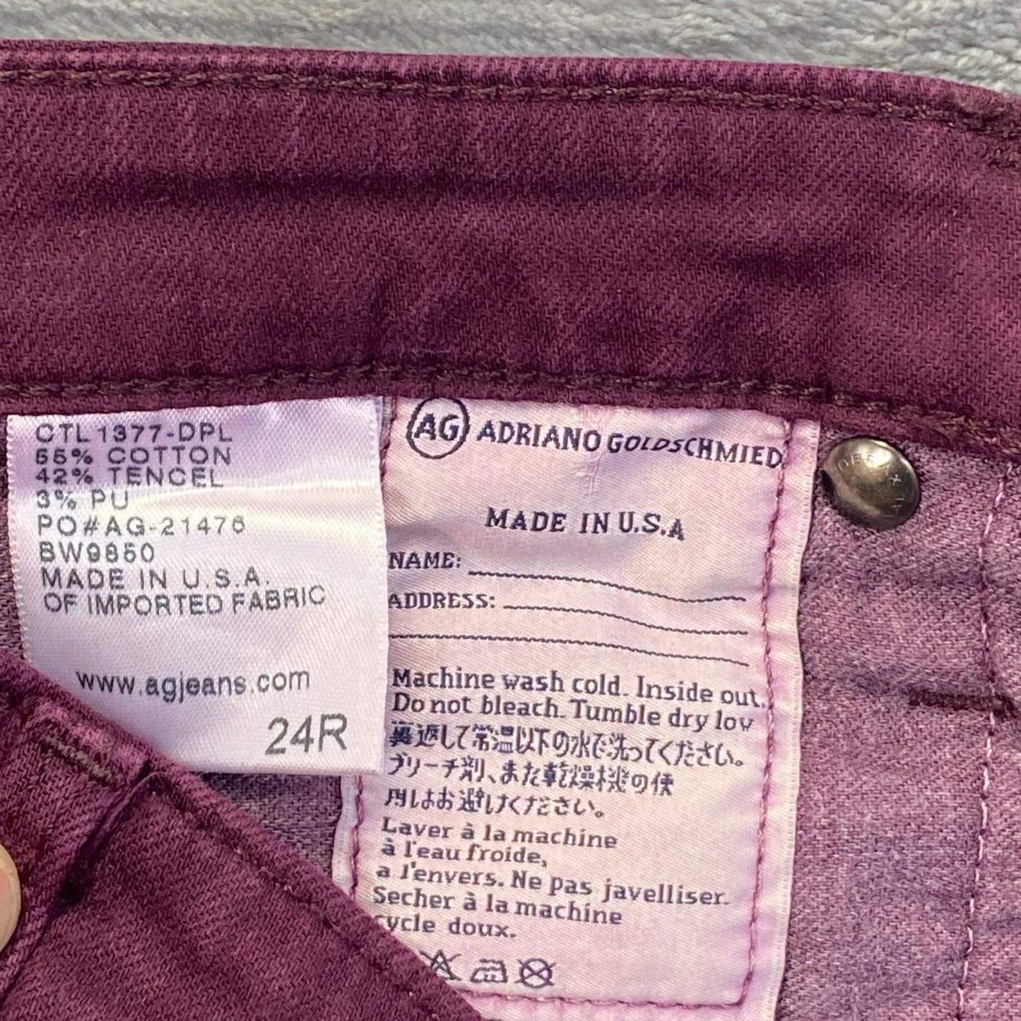 AG Adriano Goldschmied Women's Stevie Ankle Slim Straight Jeans 24R Maroon Red