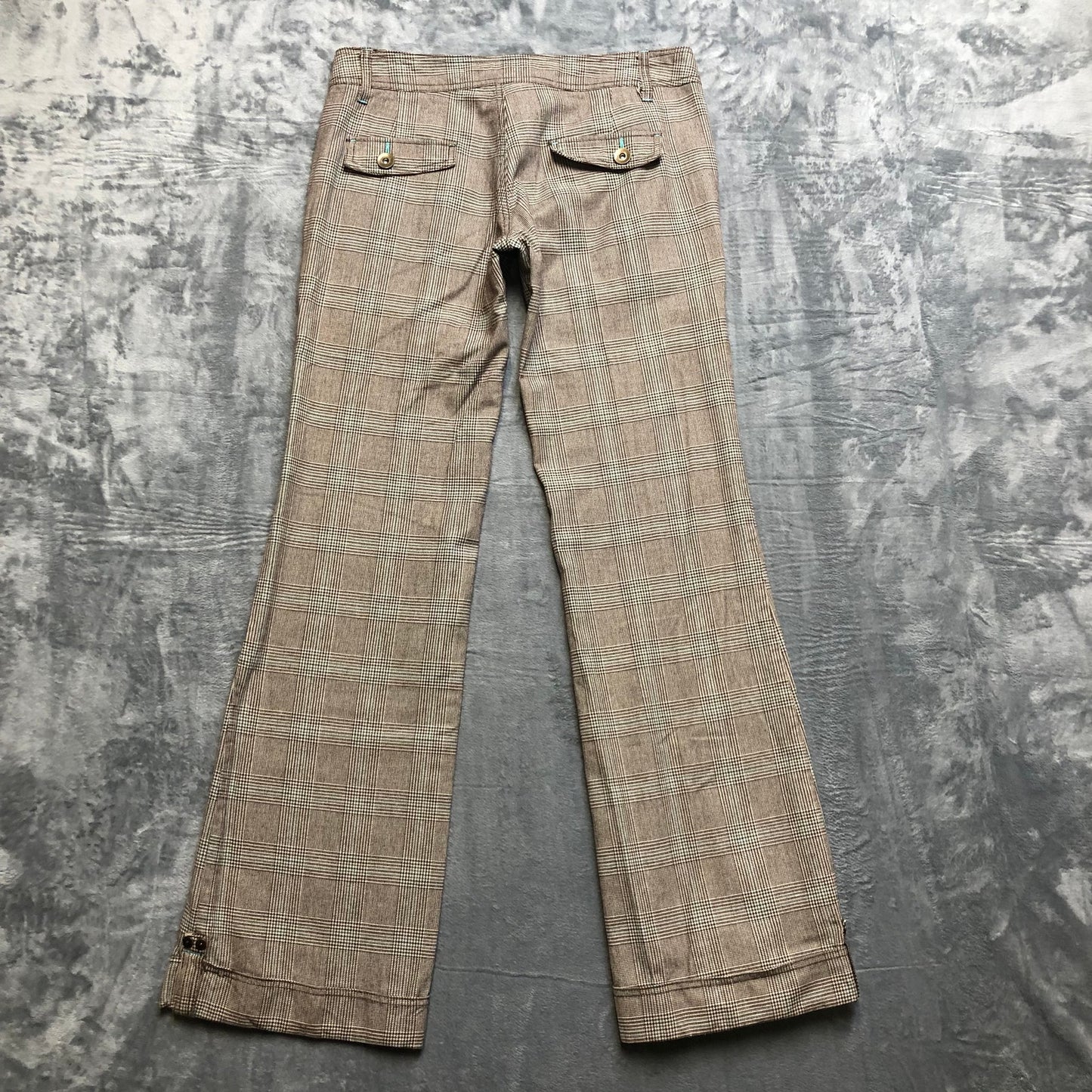 Forever 21 Plaid Bootcut Chino Pants Women's Size L Brown