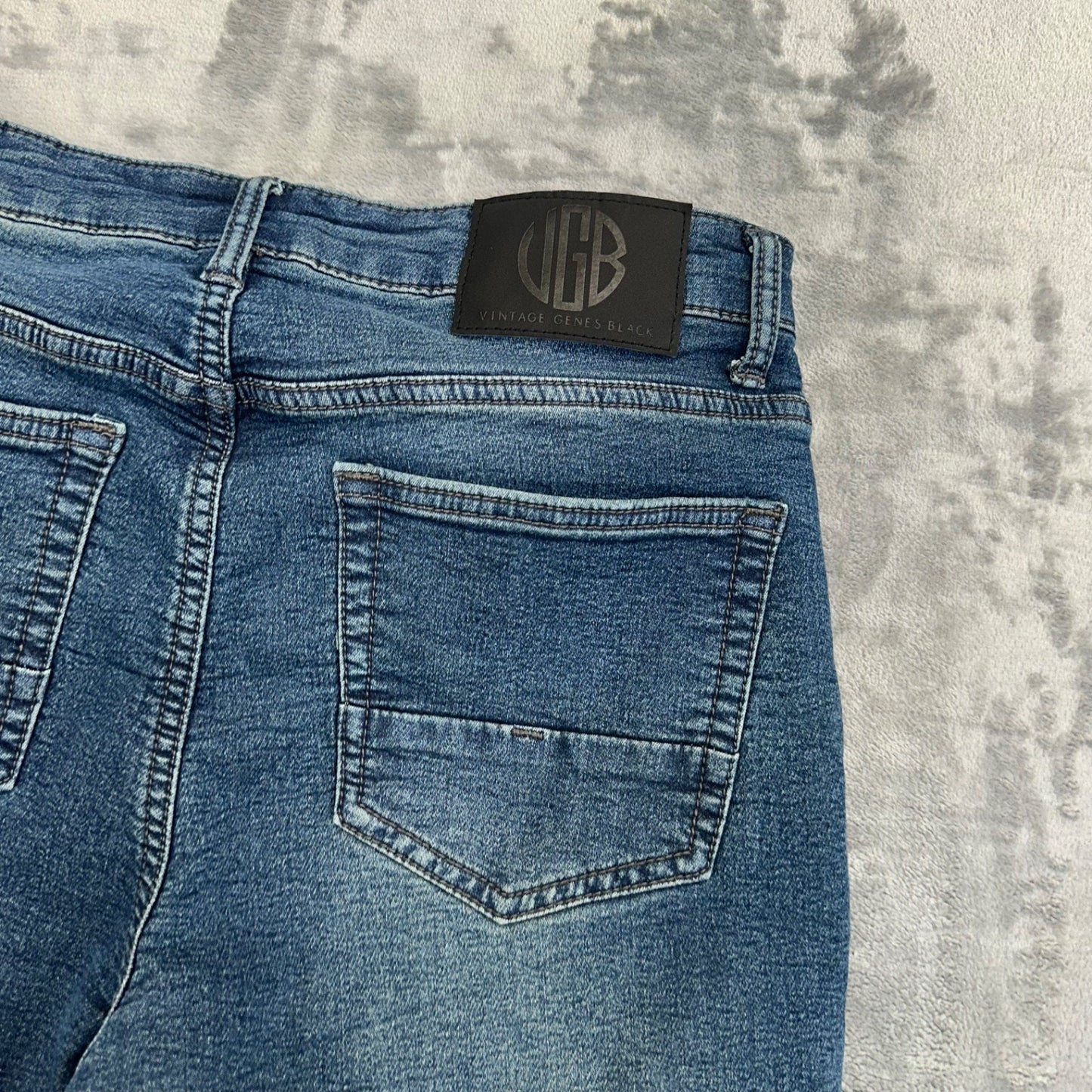 Vintage Genes Black Men's Slim Fit Jeans 30 Blue Medium Wash Denim