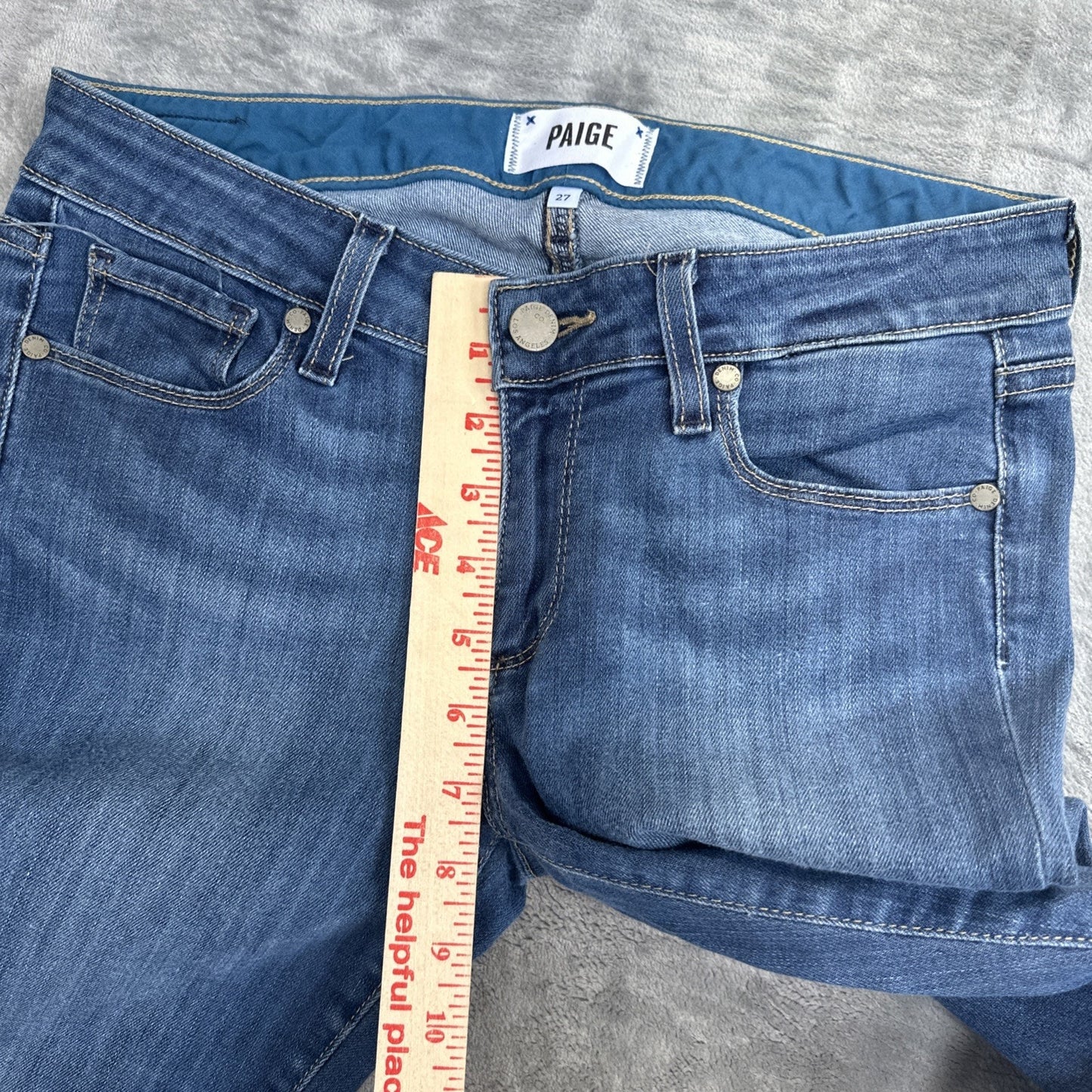 Paige Skyline Ankle Peg Skinny Jeans Women's Size 27 Blue Denim