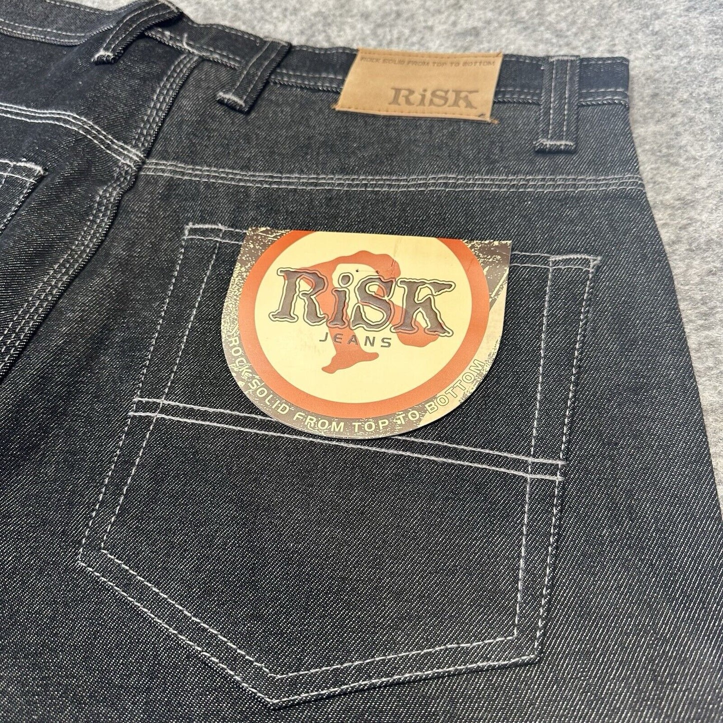 Vintage New RISK Relaxed Straight Jeans Men's Size 34 Black Denim 100% Cotton