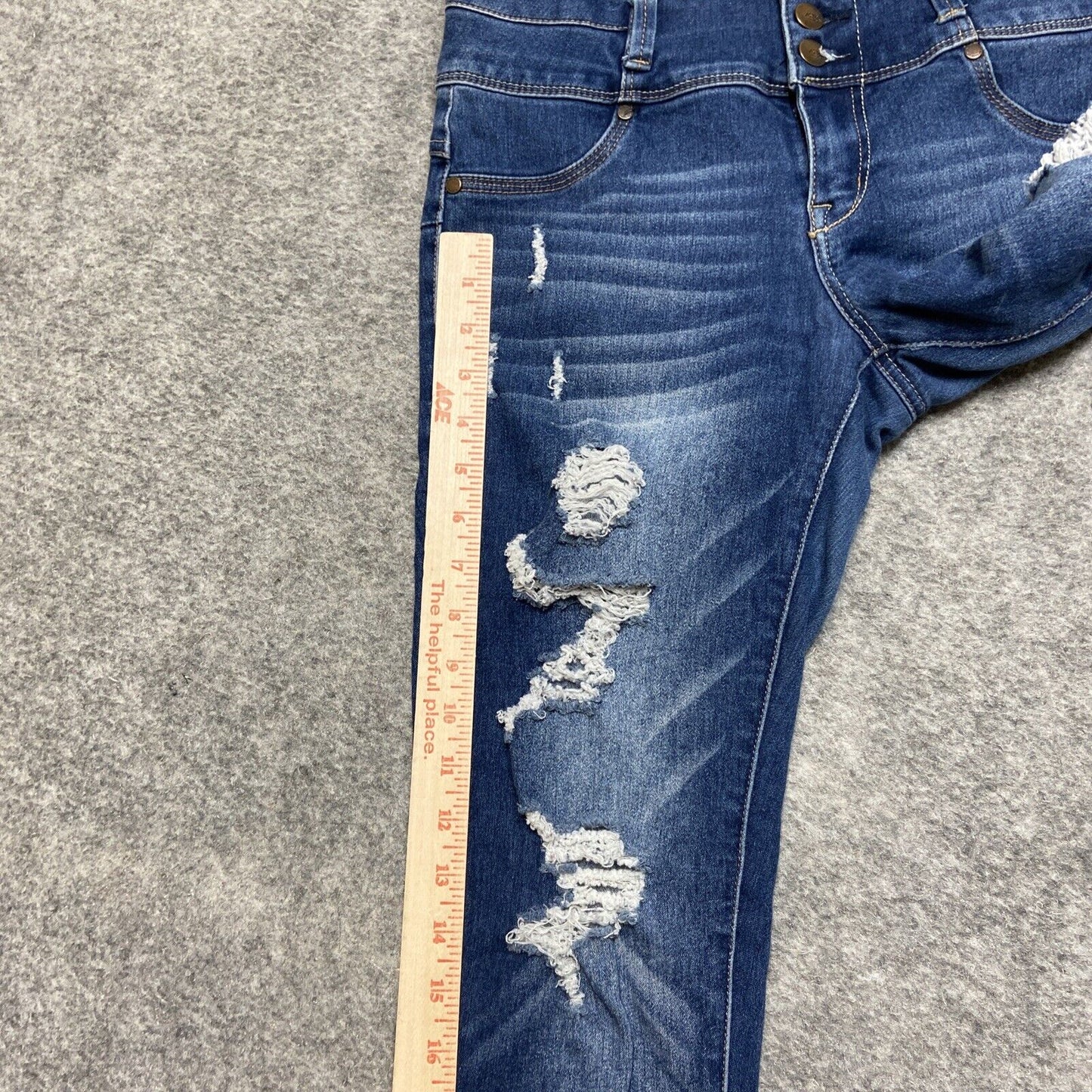 Astor Denim Distressed Skinny Jeans Women's Size 7 Dark Blue Faded Denim