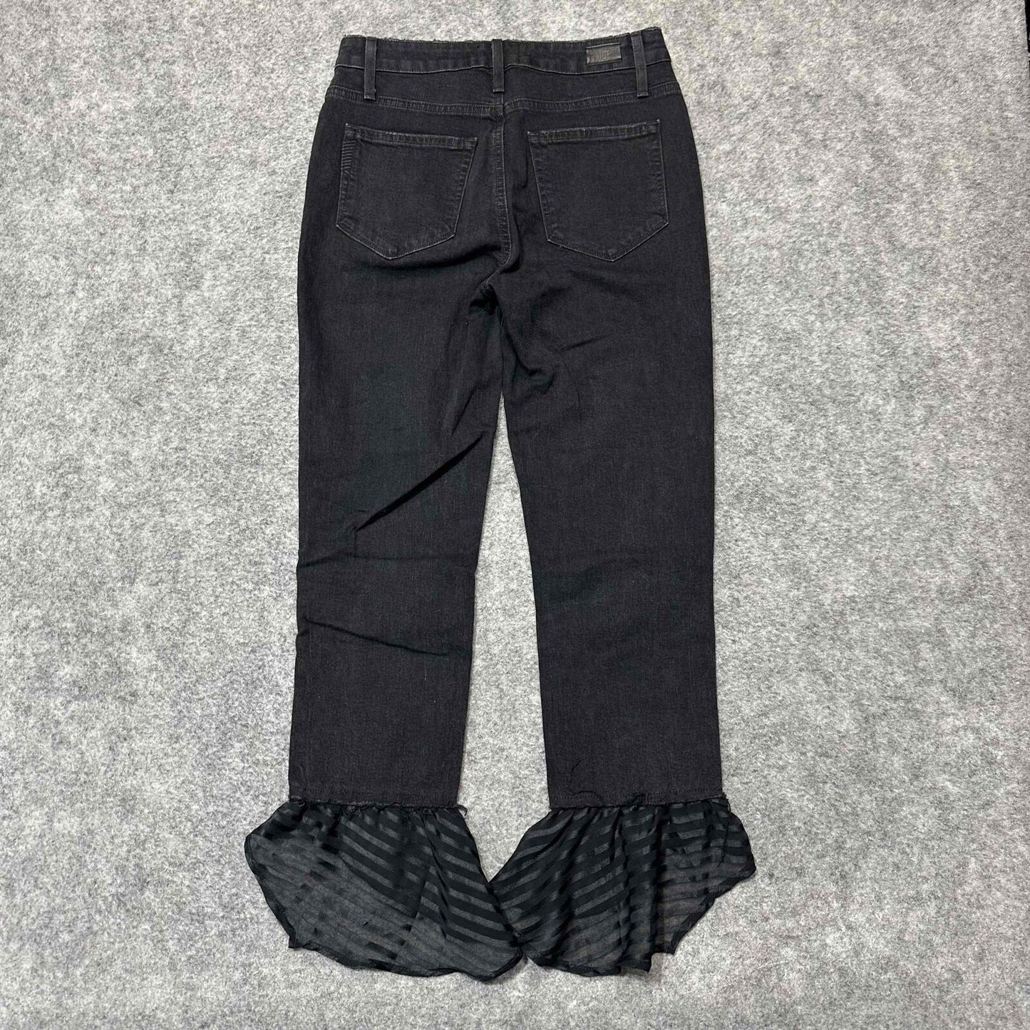 Paige Hoxton Straight Ankle Women's Ruffled Hem Flared Jeans Size 26P Black