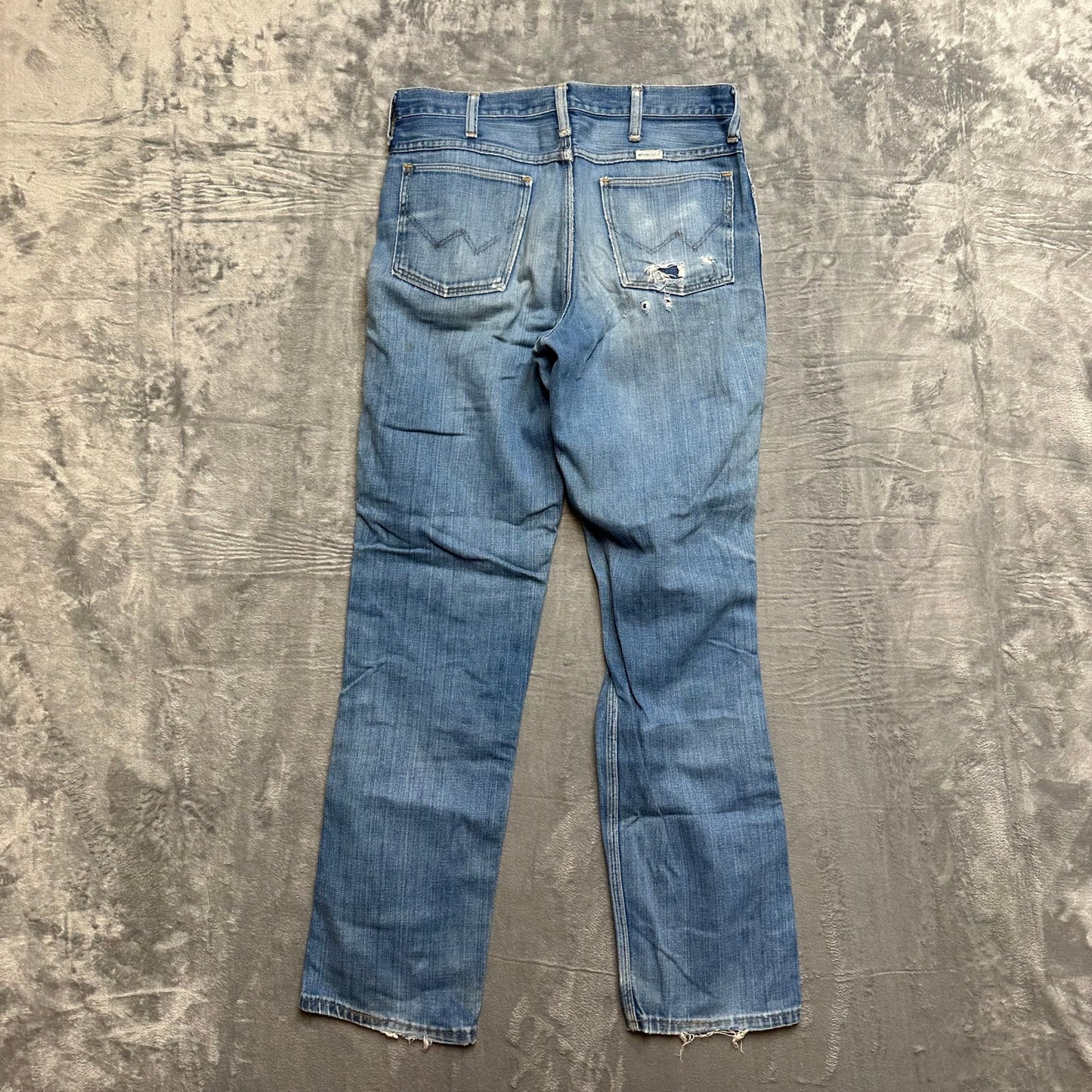 Wrangler Distressed Bootcut Jeans Mens Size 33 Blue Denim
