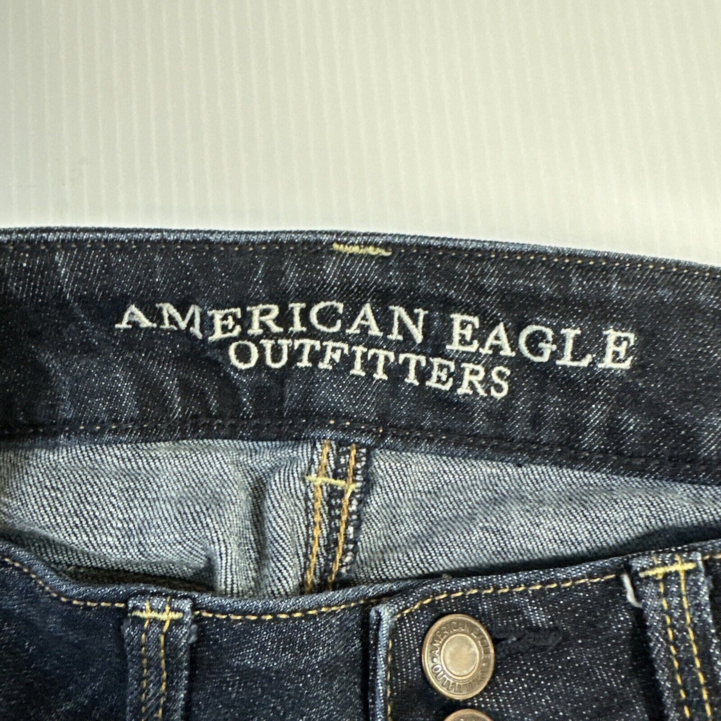 American Eagle Artist Crop Stretch Women's Straight Jeans Size 2R Blue Dark Wash