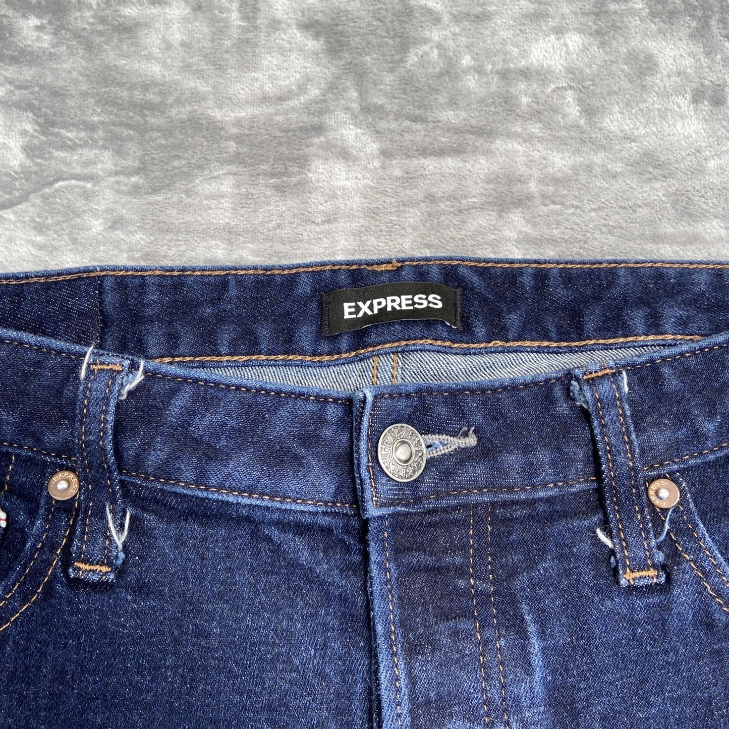 Express Selvedge Slim Jeans Mens Size 33x30 Blue Dark Wash Denim