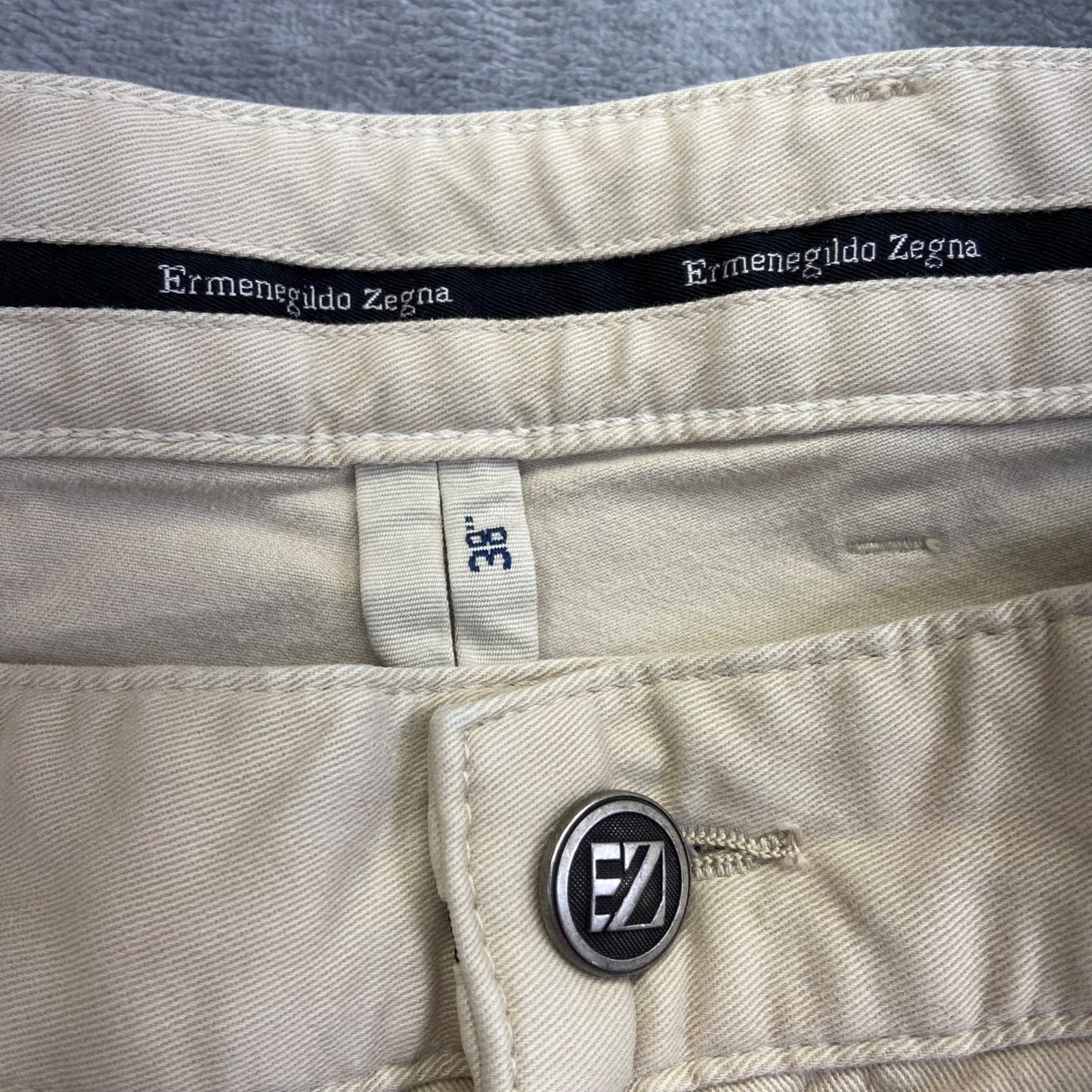Ermenegildo Zegna Straight Chino Pants Men's 38 Beige Cotton Blend