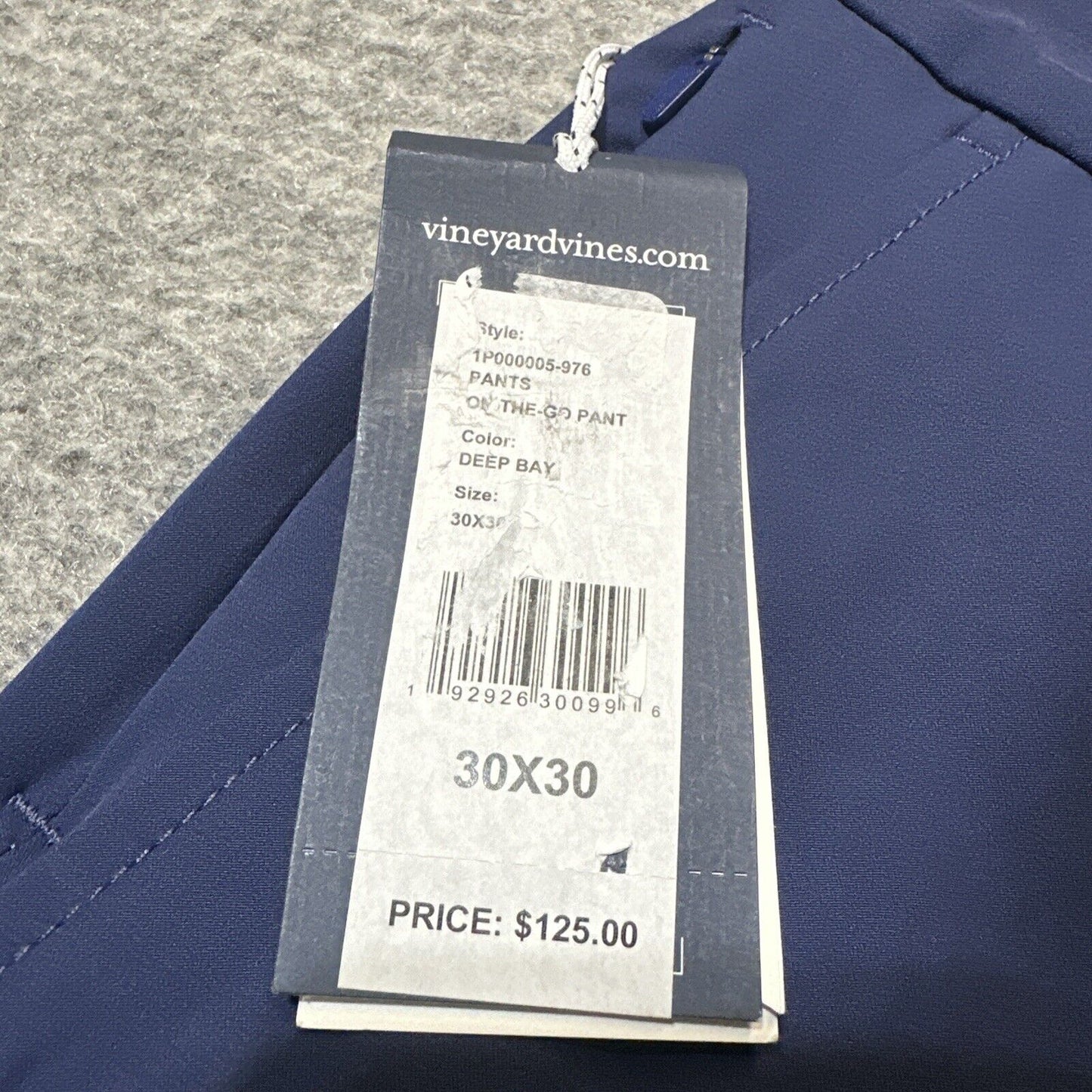 New Vineyard Vines OTG On The Go Pant Men's Size 30x30 Deep Bay Dark Blue Chinos