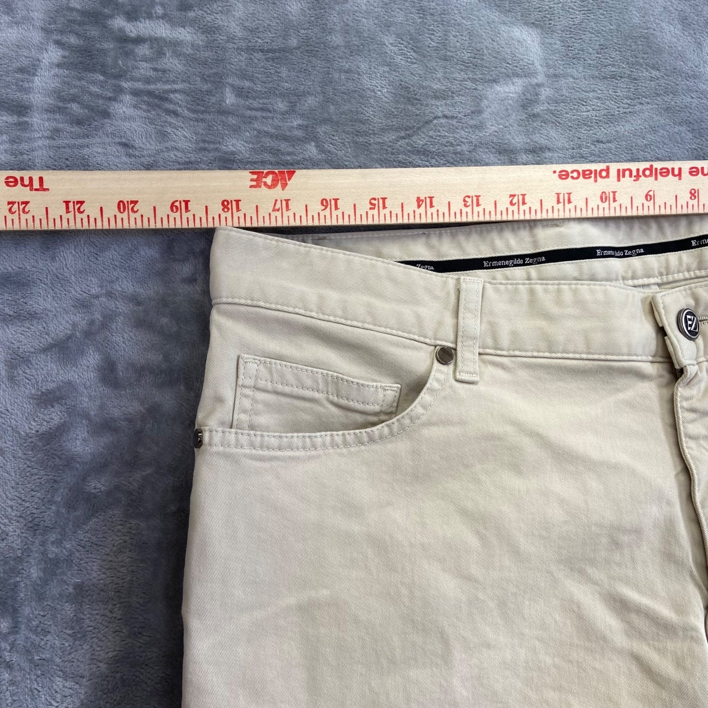 Ermenegildo Zegna Straight Chino Pants Men's 38 Beige Cotton Blend