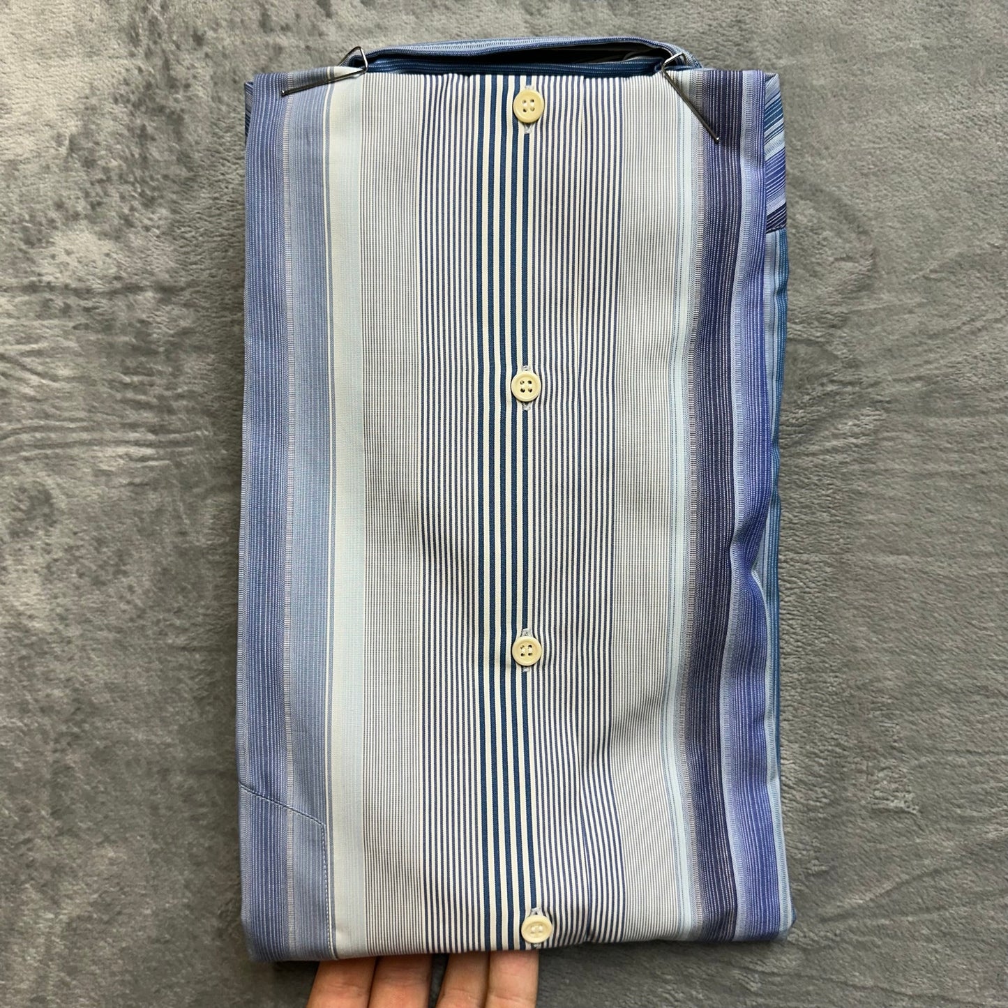 New Gran Sasso Button Up Dress Shirt Men's Size XL Blue Gray Striped