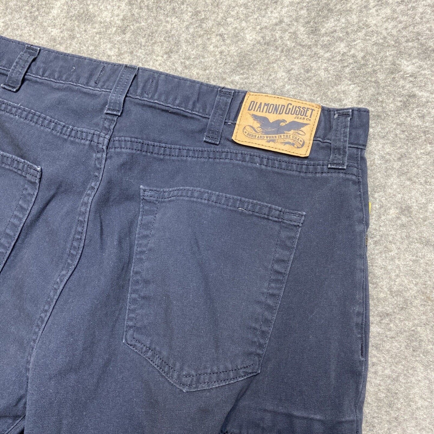 Diamond Gusset Straight Jeans Men's Size 37x30 Dark Blue Lynchburg Canvas Pants