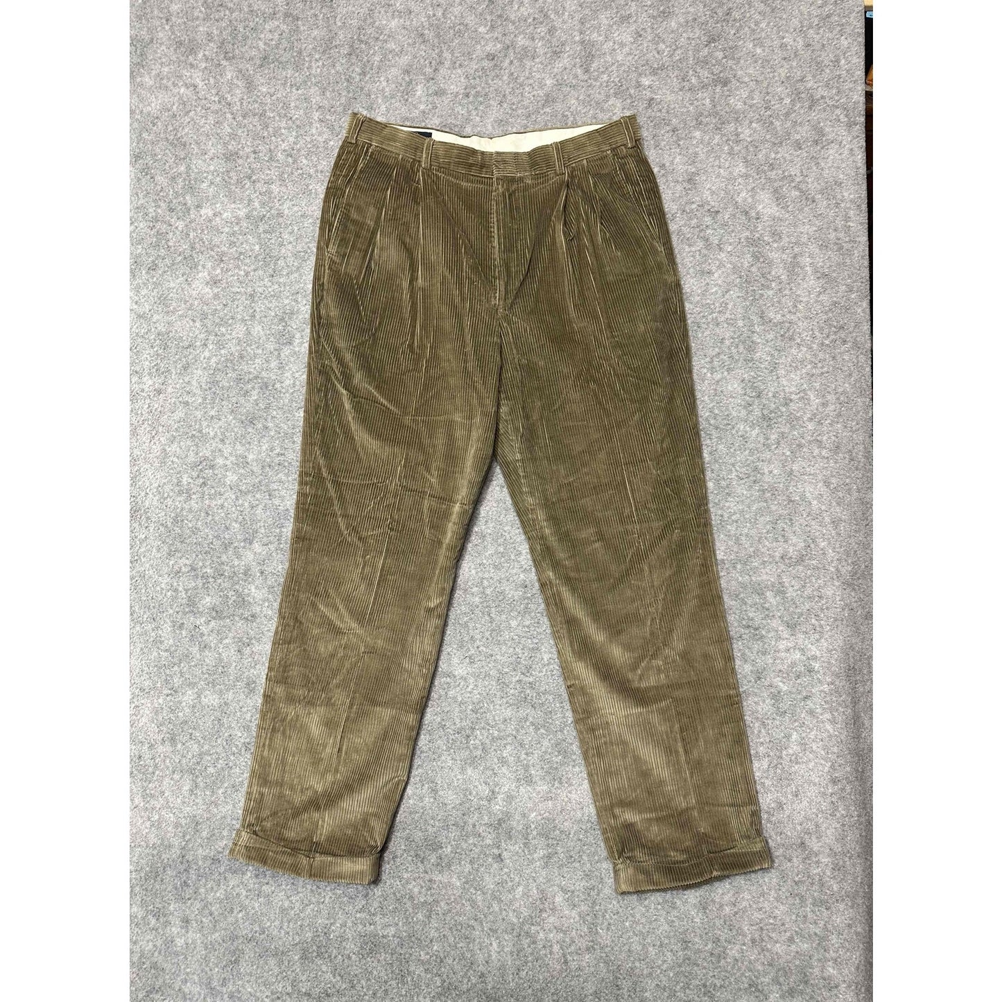 Brooks Brothers Men's Corduroy Pleated Cuffed Dress Pants Size 38 Long Brown