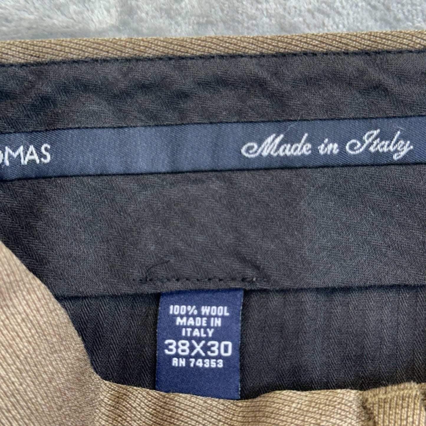 Grant Thomas Men's Dress Pants Straight 38x30 Brown Wool
