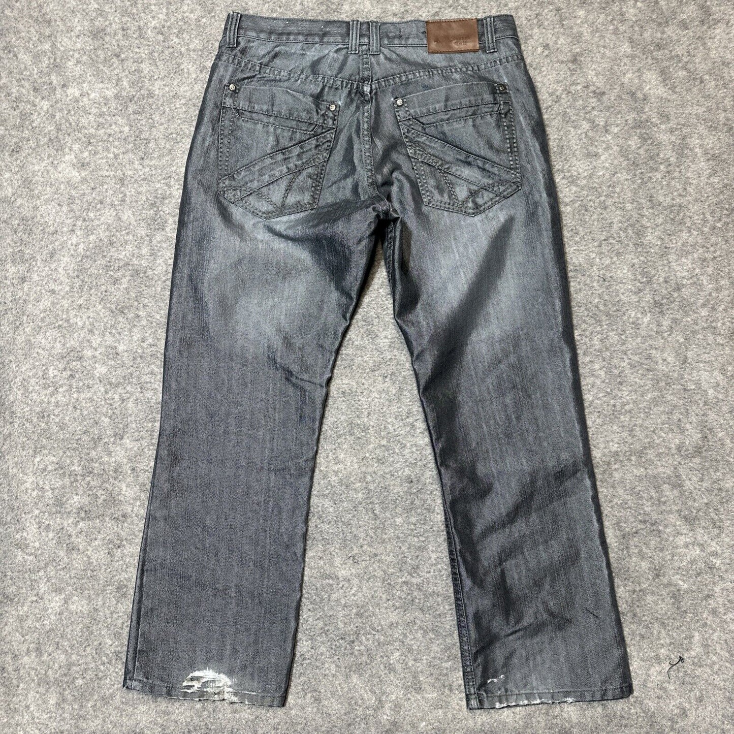 Vintage Sacred Cult Reflective Metallic Bootcut Jeans Mens Size 34x30 Silver