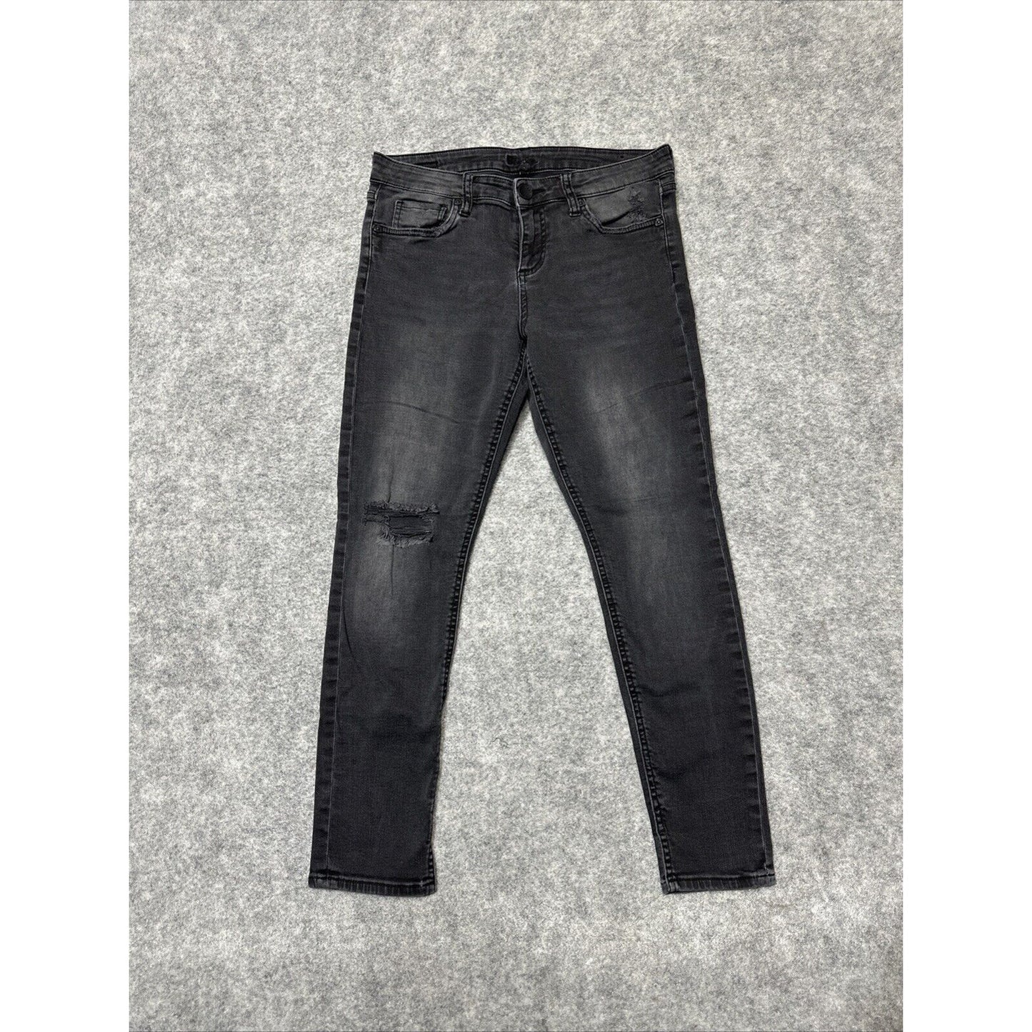 KUT From The Kloth Women's Distressed Skinny Jeans Size 8 Black Dark Wash Denim