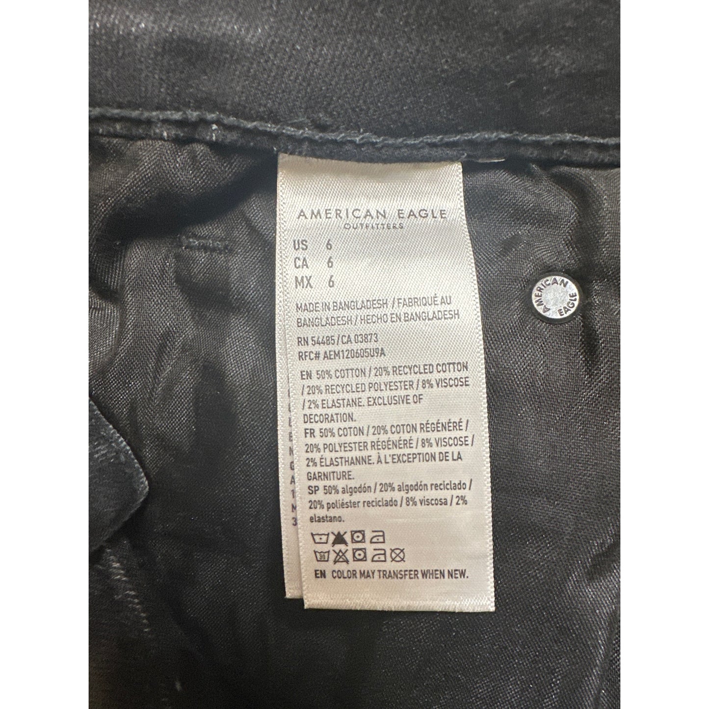 American Eagle Outfitters Destressed Cut-Off Shorts Women's Size 6 Black Denim