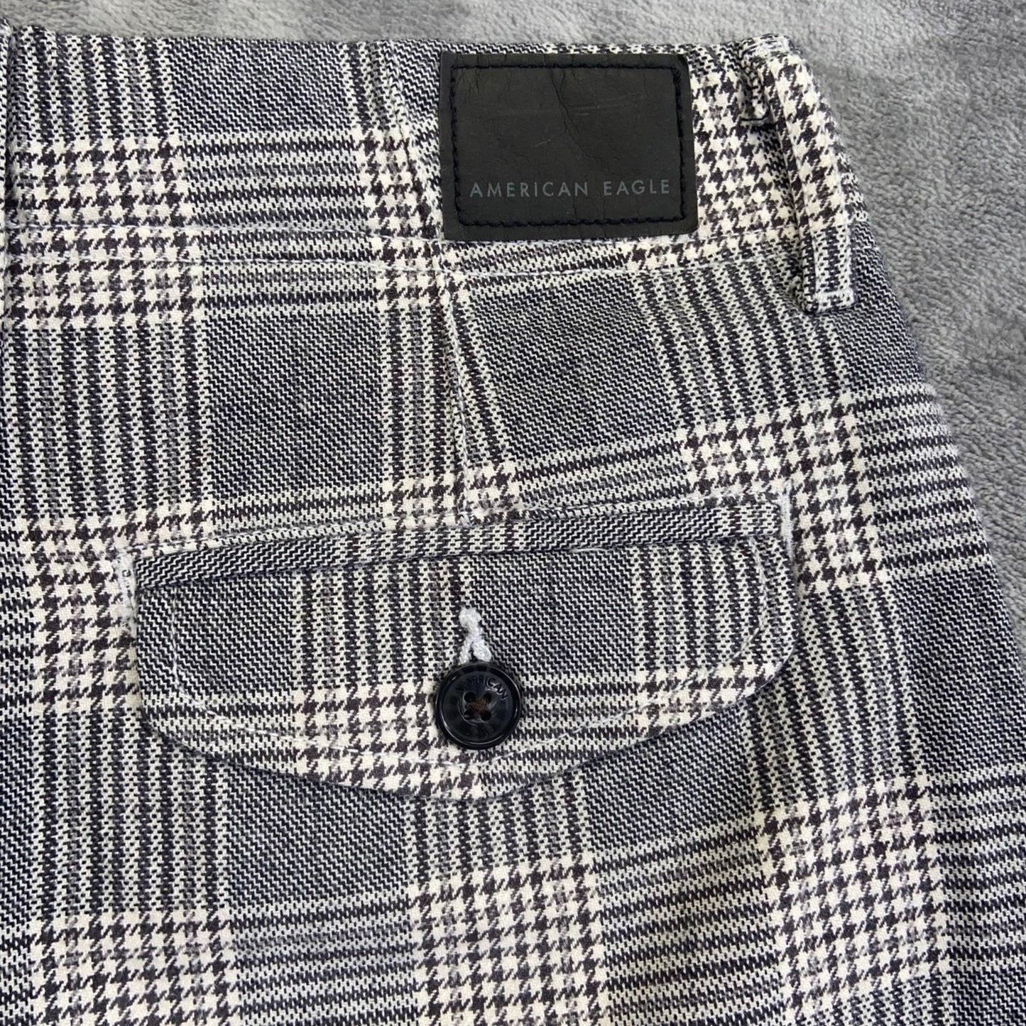 American Eagle Plaid Wide Leg Pants Women's Size 00 Short Gray Cotton