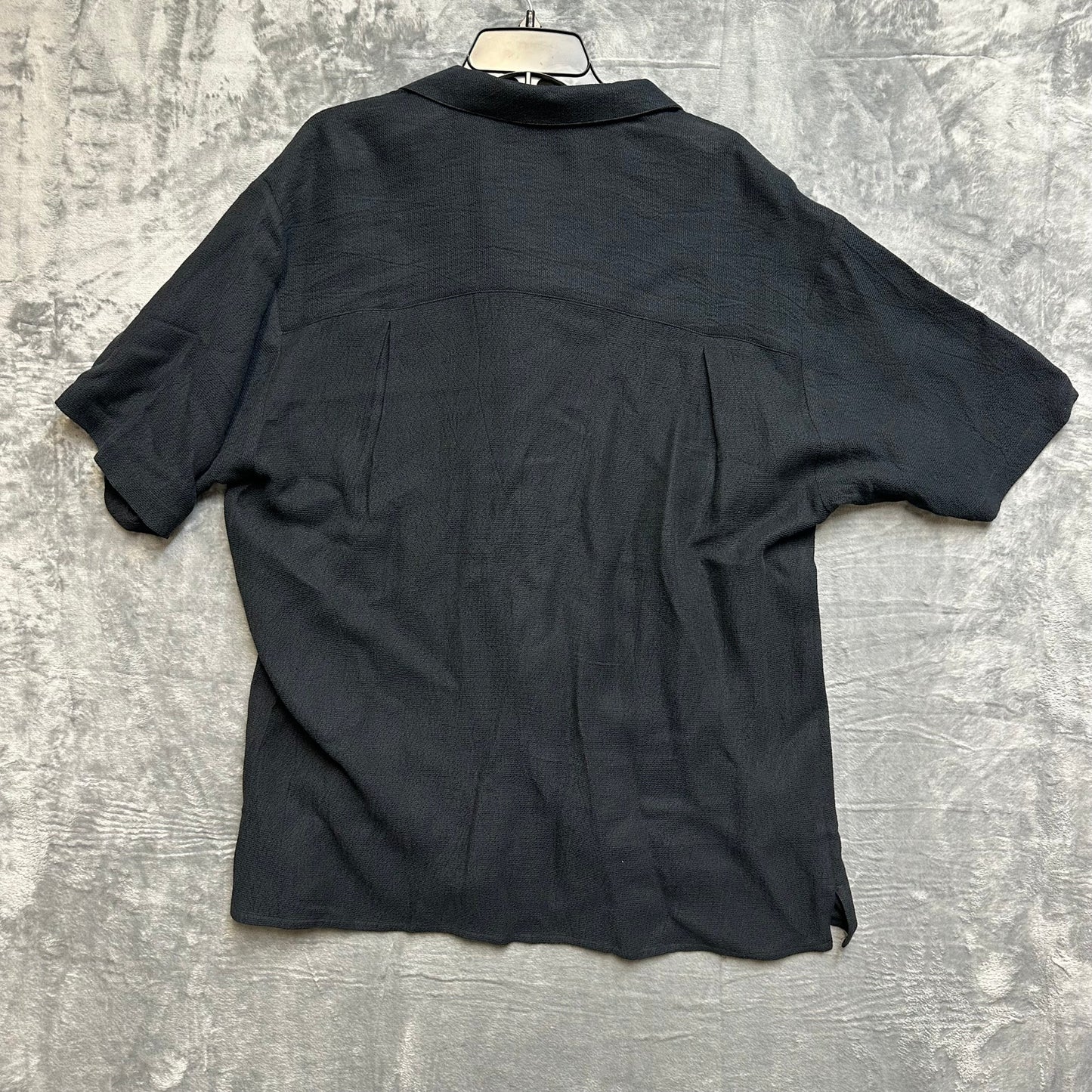 Vintage Stubbs Collection Bemberg Textured Camp Collar Shirt Men's Size L Black