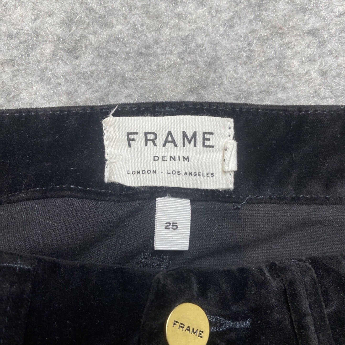 Frame Denim Le Mini Boot Velvet Jeans Women's Size 25 Black Pants