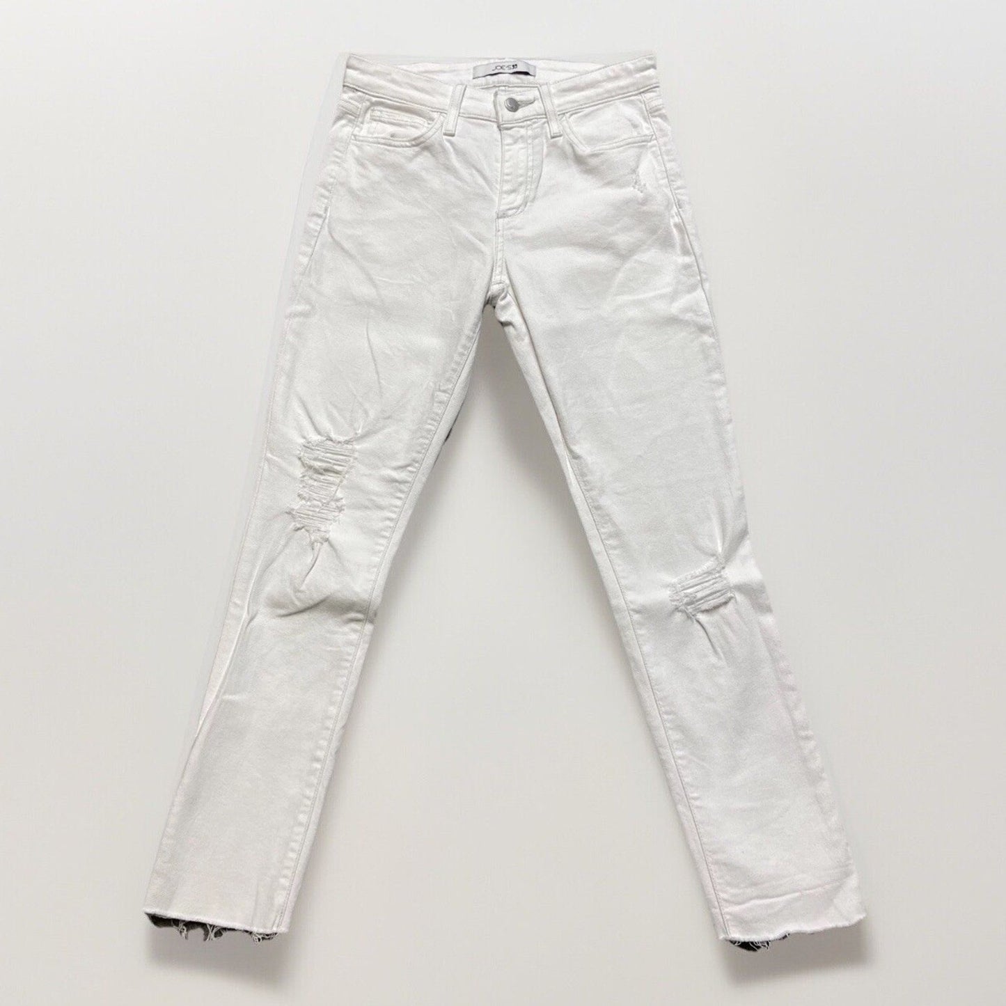 Joes Jeans Distressed Mid Rise Skinny Crop Jeans Women's Size 26 White