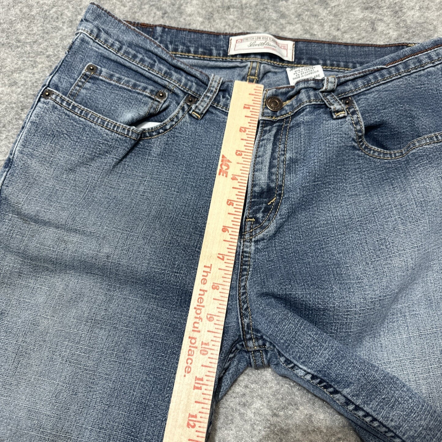 Levi Strauss Signature Girls' Low Rise Flare Stretch Jeans Size 16.5 Blue Denim
