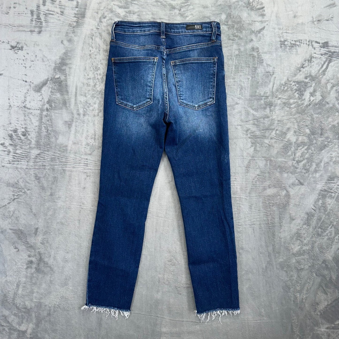 KUT From The Kloth Women's Rachael Fab Ab Mom Jeans Size 0 Blue Distressed