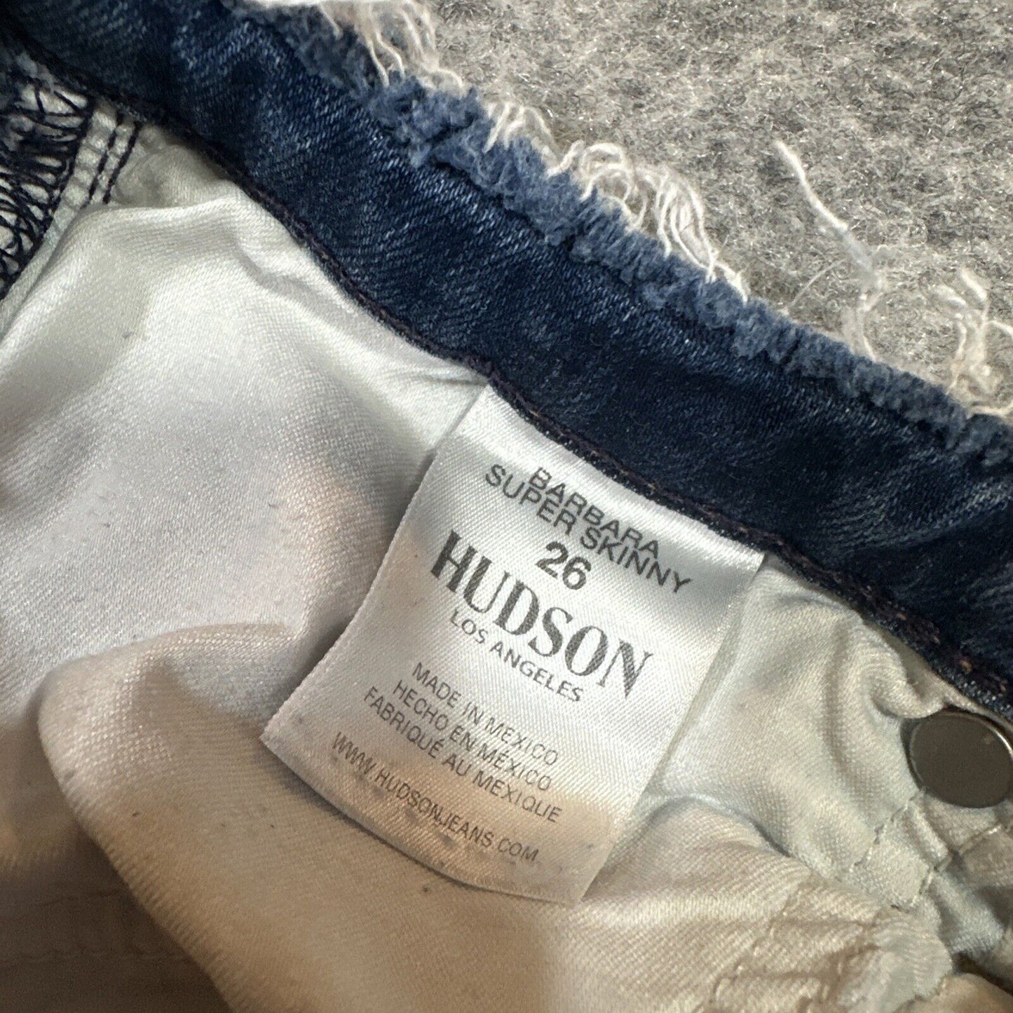 Hudson Barbara Super Skinny Distressed Frayed Waist Jeans Womens 26 Blue Denim