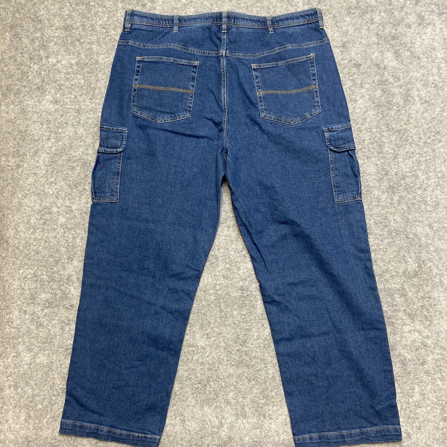 Vintage Duke Haband Cargo Jeans Men's Size 44/M Dark Blue Elastic Waist Denim