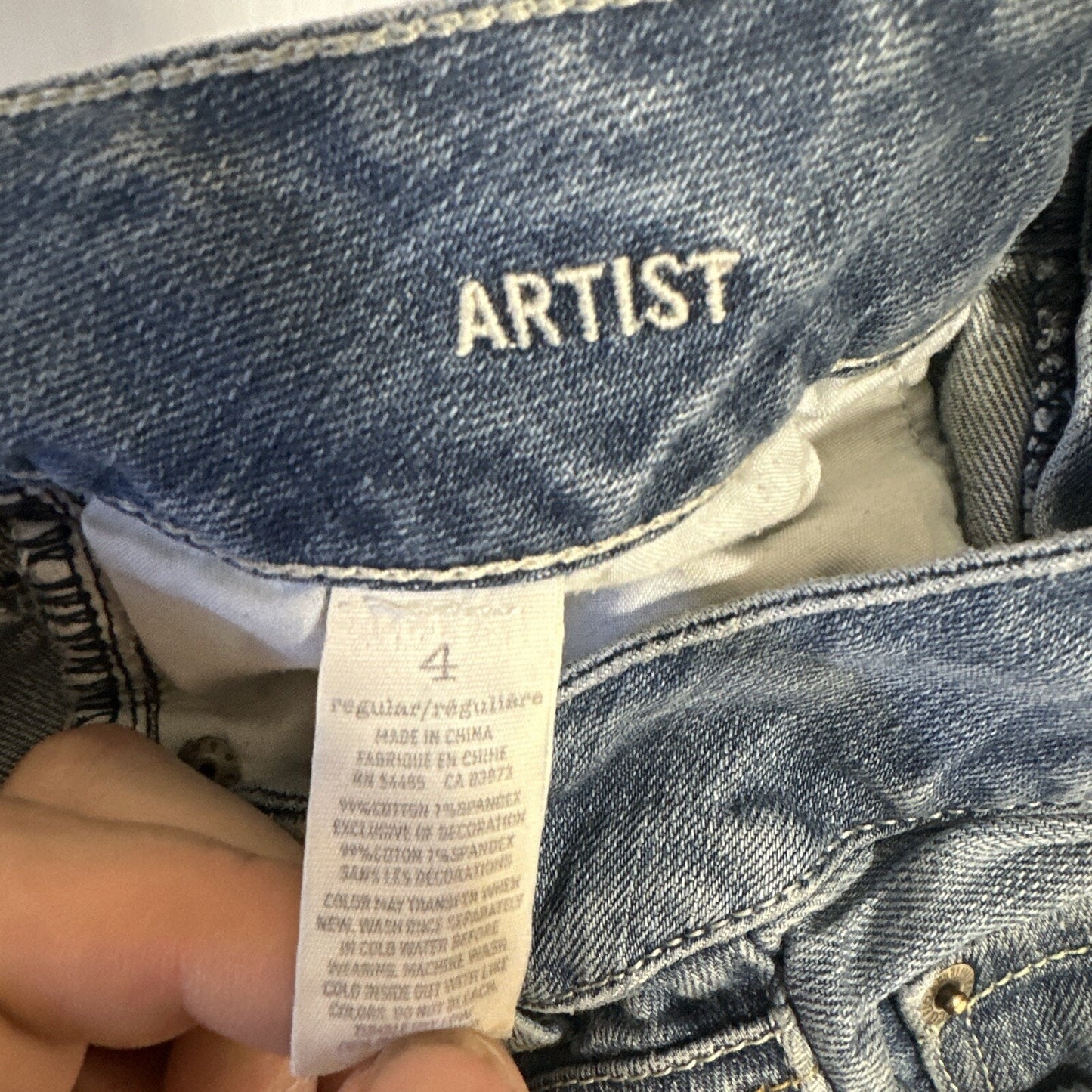 American Eagle Artist Jeans Women's 4 Blue Stretch Flare Low Rise Distressed
