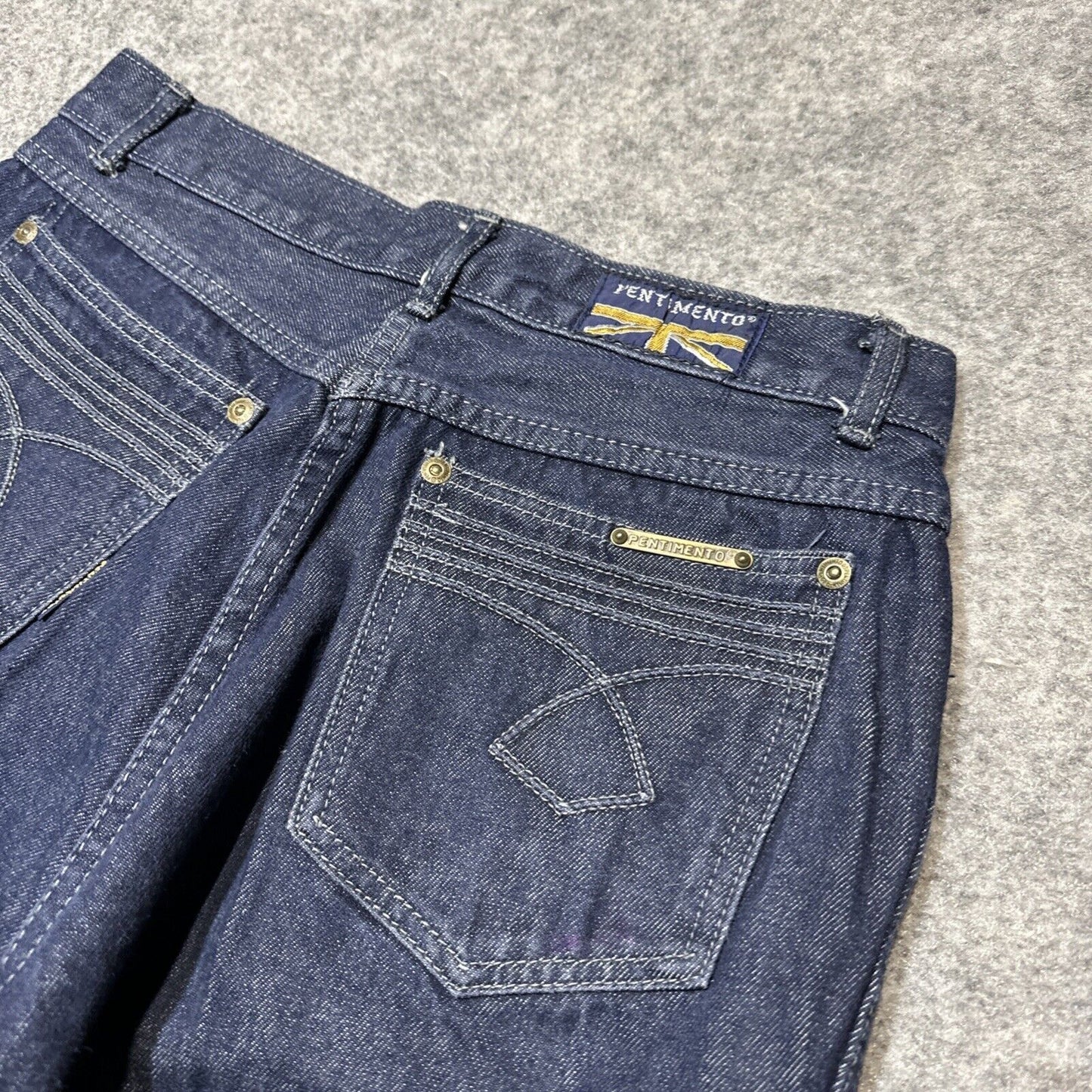 Vintage Pentimento Wide Leg Cuffed Jeans Womens Sz 11 Blue Dark Wash Retro Denim