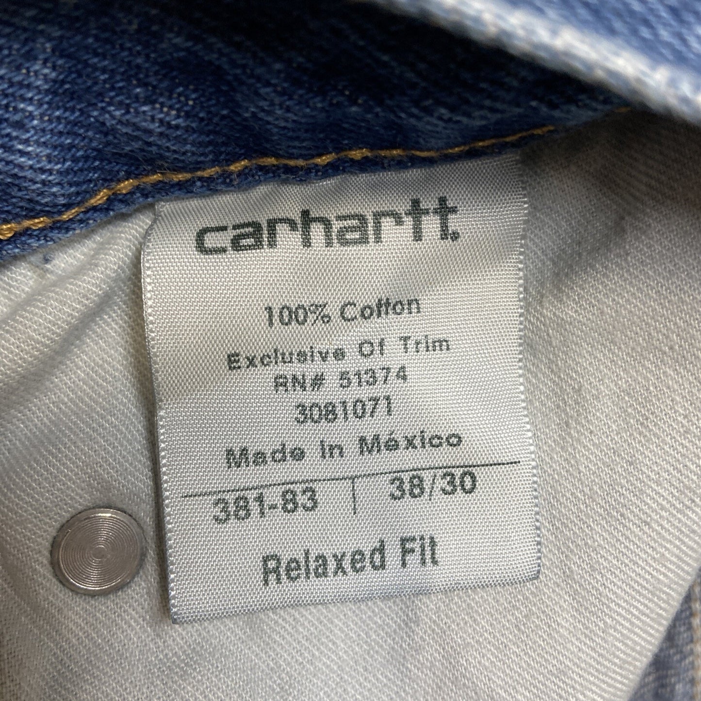 Carhartt Relaxed Fit Jeans Men’s Size 38x30 Blue Denim
