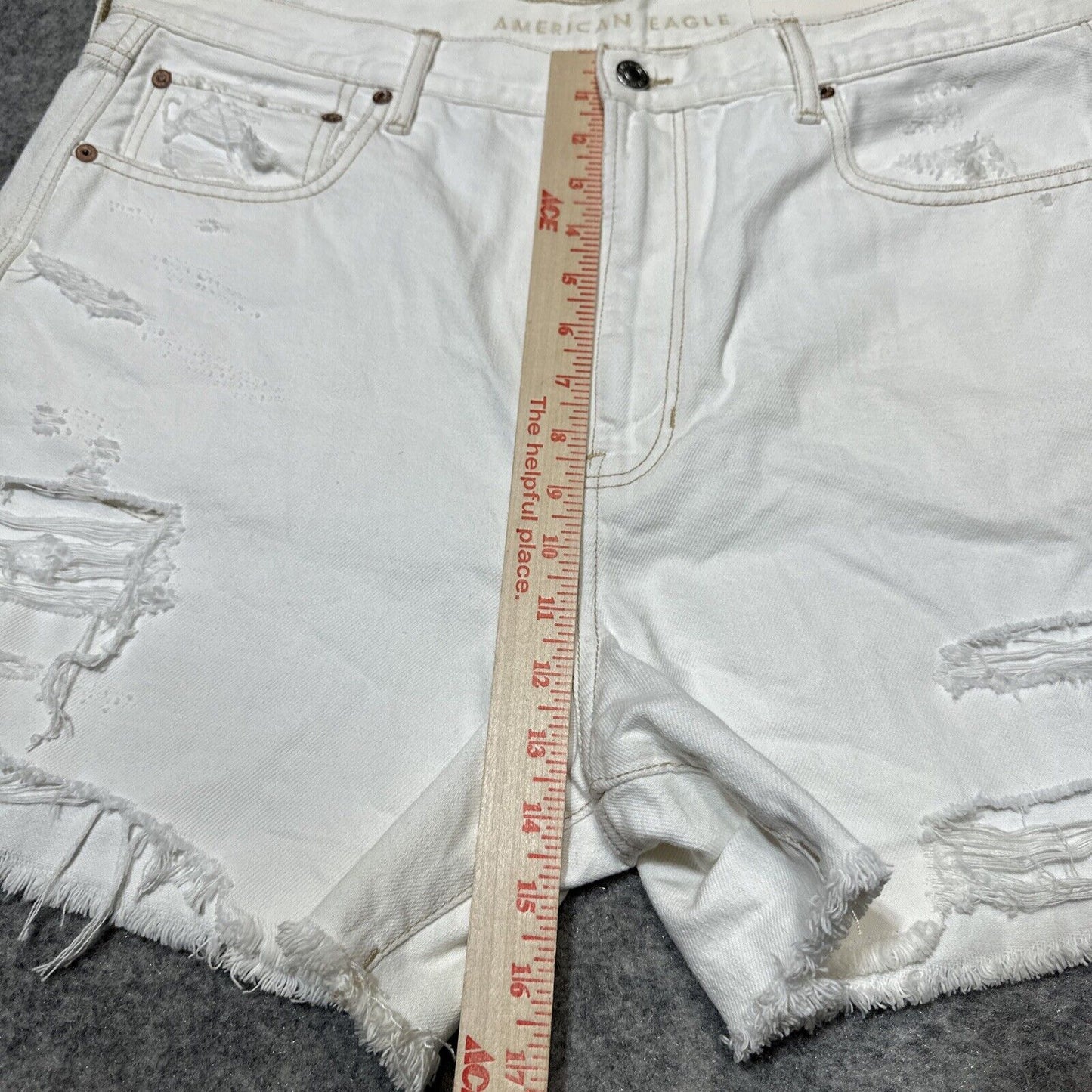 New American Eagle 90s Boyfriend Mid Length Women's Distressed Jean Shorts Sz 18