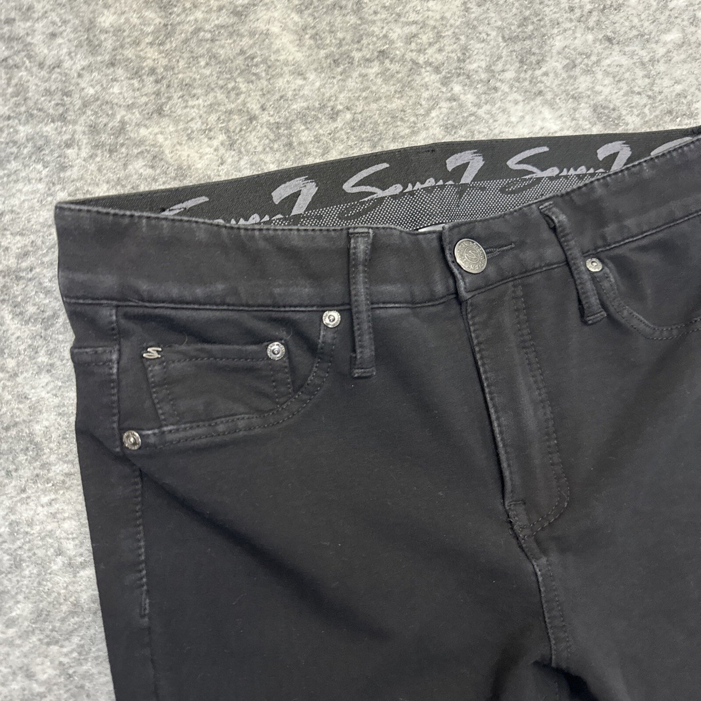 Seven 7 Brooks Knit Denim Leggings Women's Size 4 Black Stretch Denim Pants