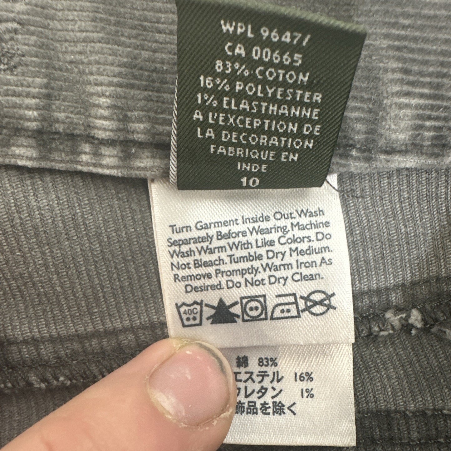 Eddie Bauer Pants Women's Size 10 Gray Corduroy Flare Stretch Dark Casual