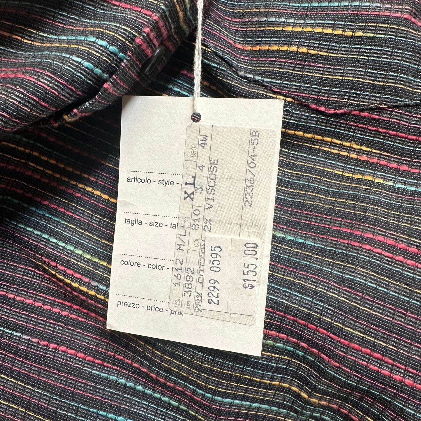 New Report Collection Striped Dress Shirt Men's Size XL Dark Multicolor