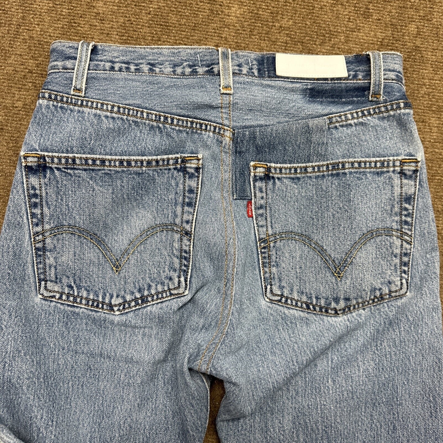 RE/DONE Levi's Patched High Rise Skinny Jeans Womens Sz 27 Blue Denim Button Fly
