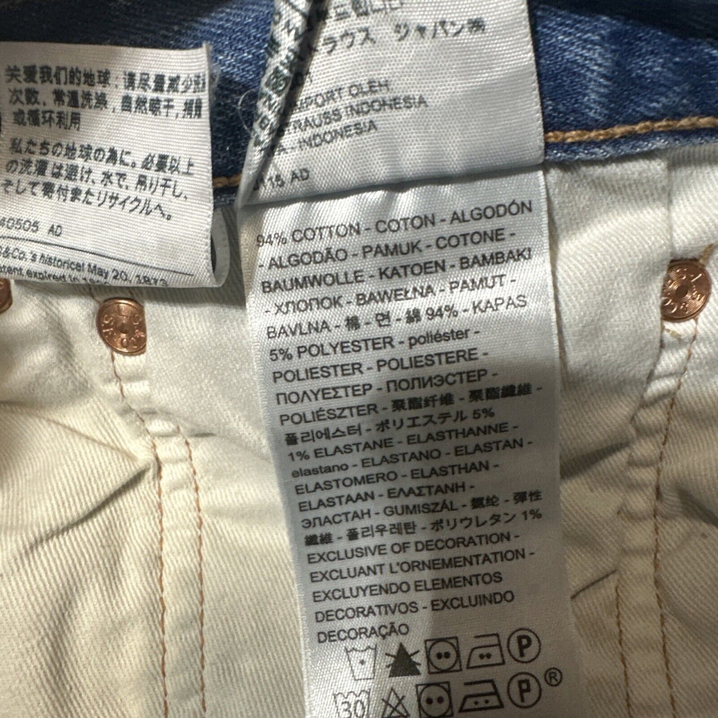 Levi's 501XX Original Fit Men's Straight Work Jeans Size 36x32 Blue Light Denim