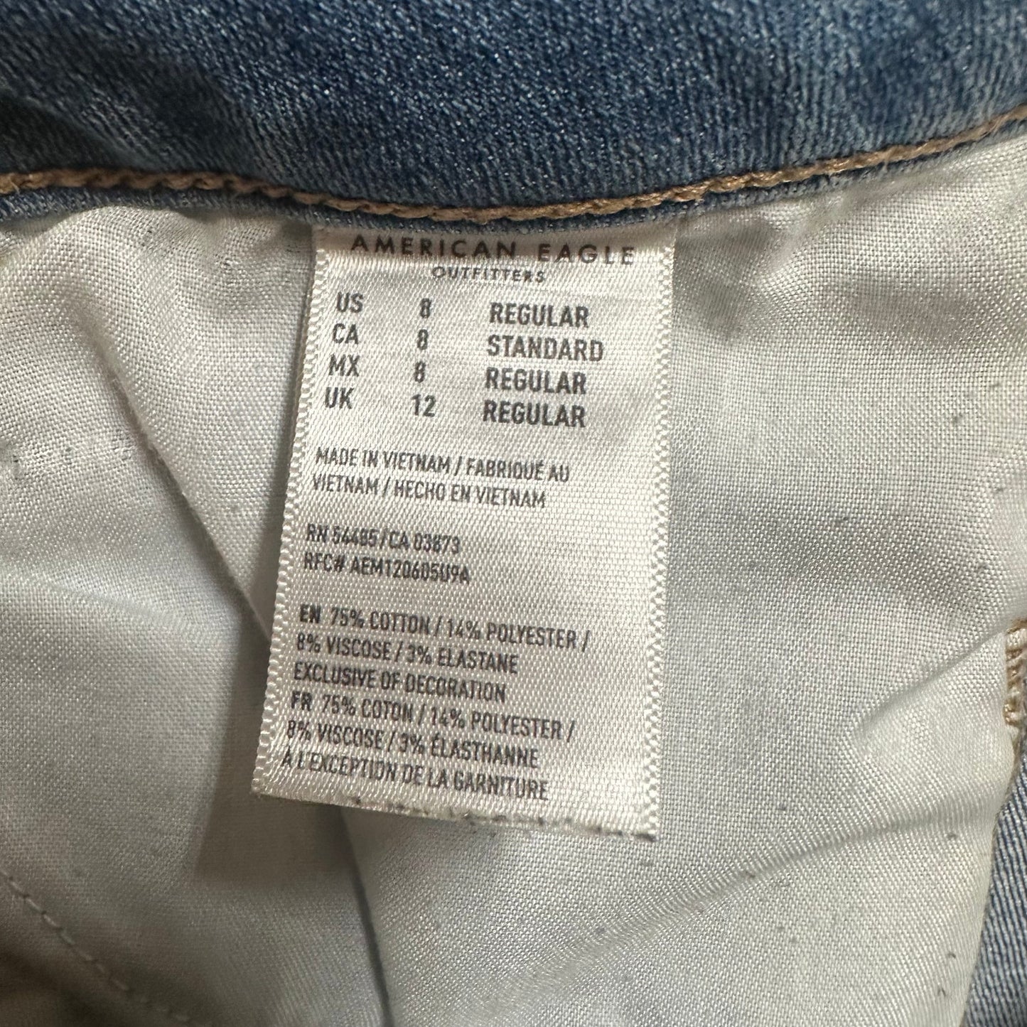 American Eagle Next Level Stretch Jegging Women’s Size 8 R Light Blue Denim