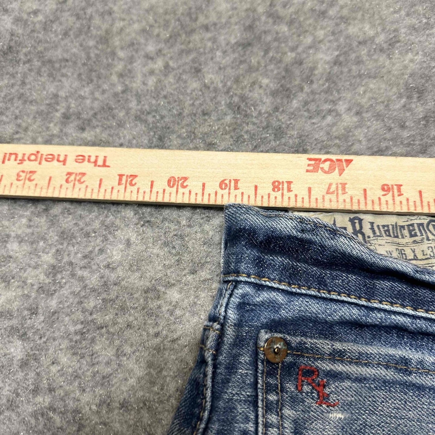 Polo Ralph Lauren Men's Distressed Straight Jeans Size 36x32 Blue Light Wash Denim