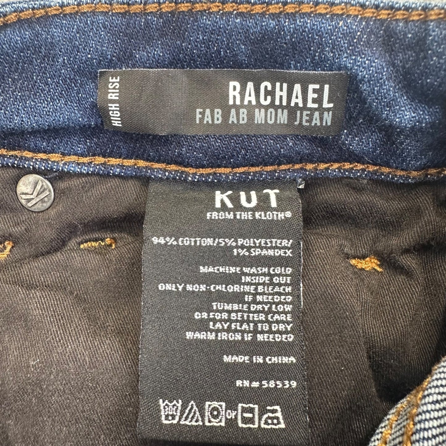 KUT From The Kloth Women's Rachael Fab Ab Mom Jeans Size 0 Blue Distressed