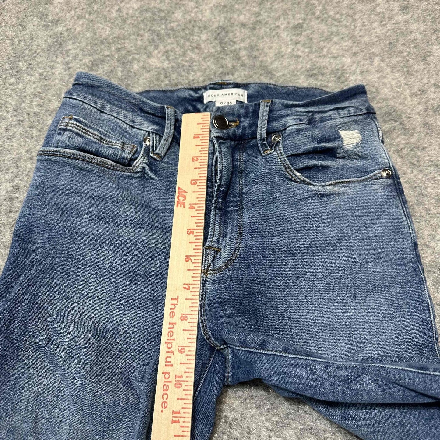 Good American Women's Distressed Skinny Jeans Size 0/25 Blue Denim
