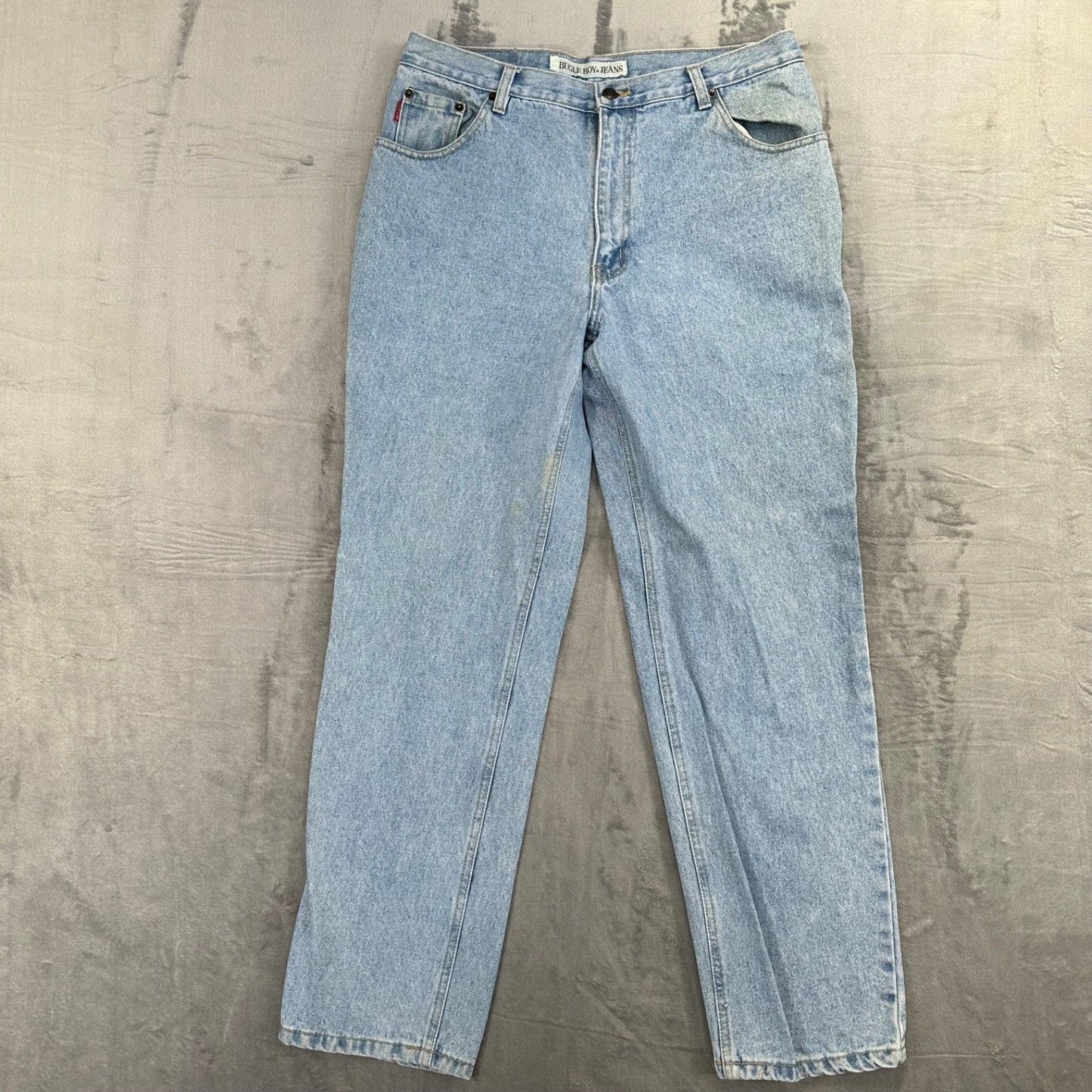 Vintage Bugle Boy Men's Relaxed Fit Straight Leg Jeans Sz 36x32 Blue Light Wash