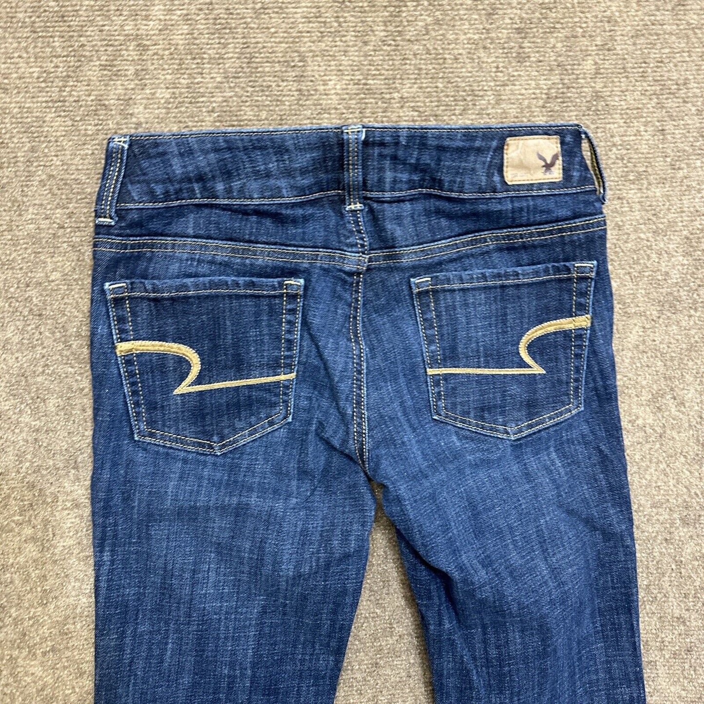 American Eagle Artist Crop Stretch Women's Straight Jeans Size 2R Blue Dark Wash
