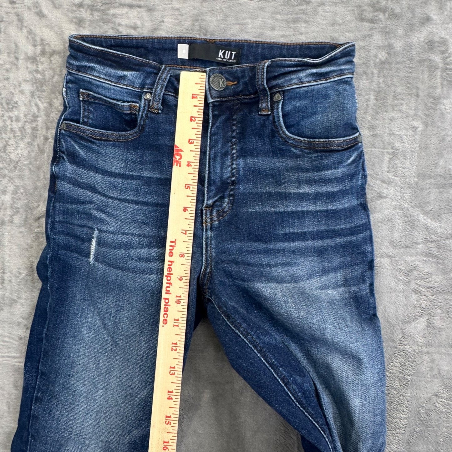KUT From The Kloth Women's Rachael Fab Ab Mom Jeans Size 0 Blue Distressed