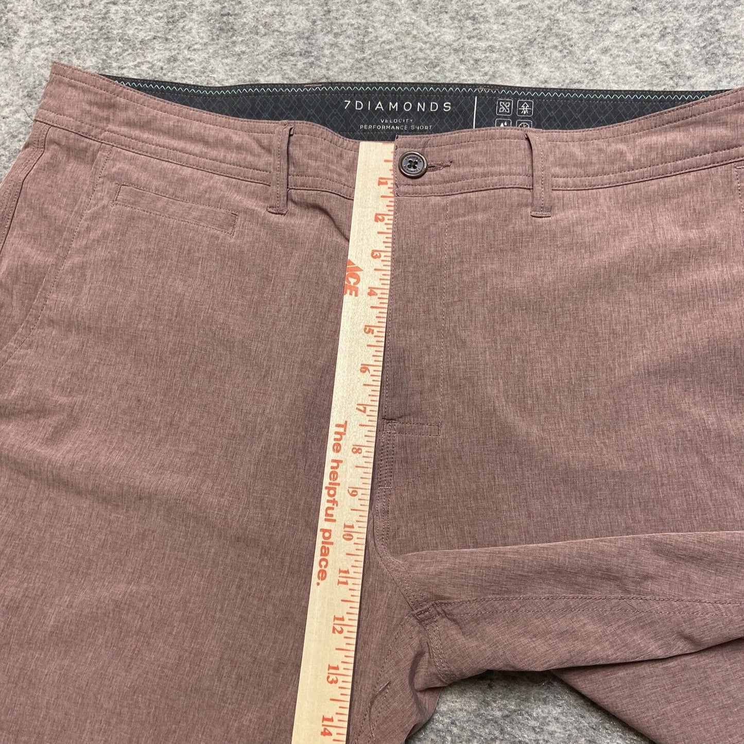 7 Diamonds Velocity Performance Short Men's Size 38 Mauve Brown Shorts