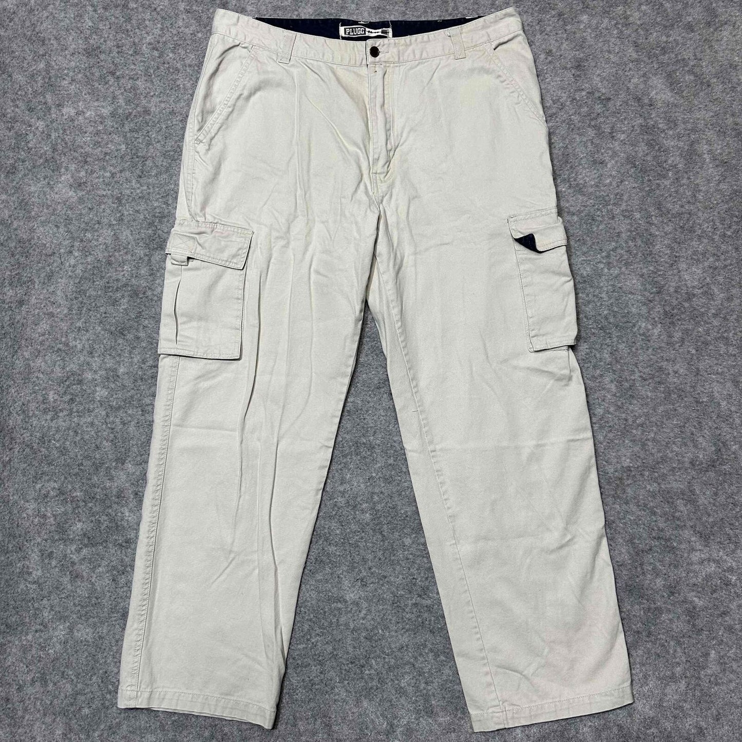 Plugg Men's Multiple Pockets Cargo Pants Size 36x30 Grey Light Wash Pants