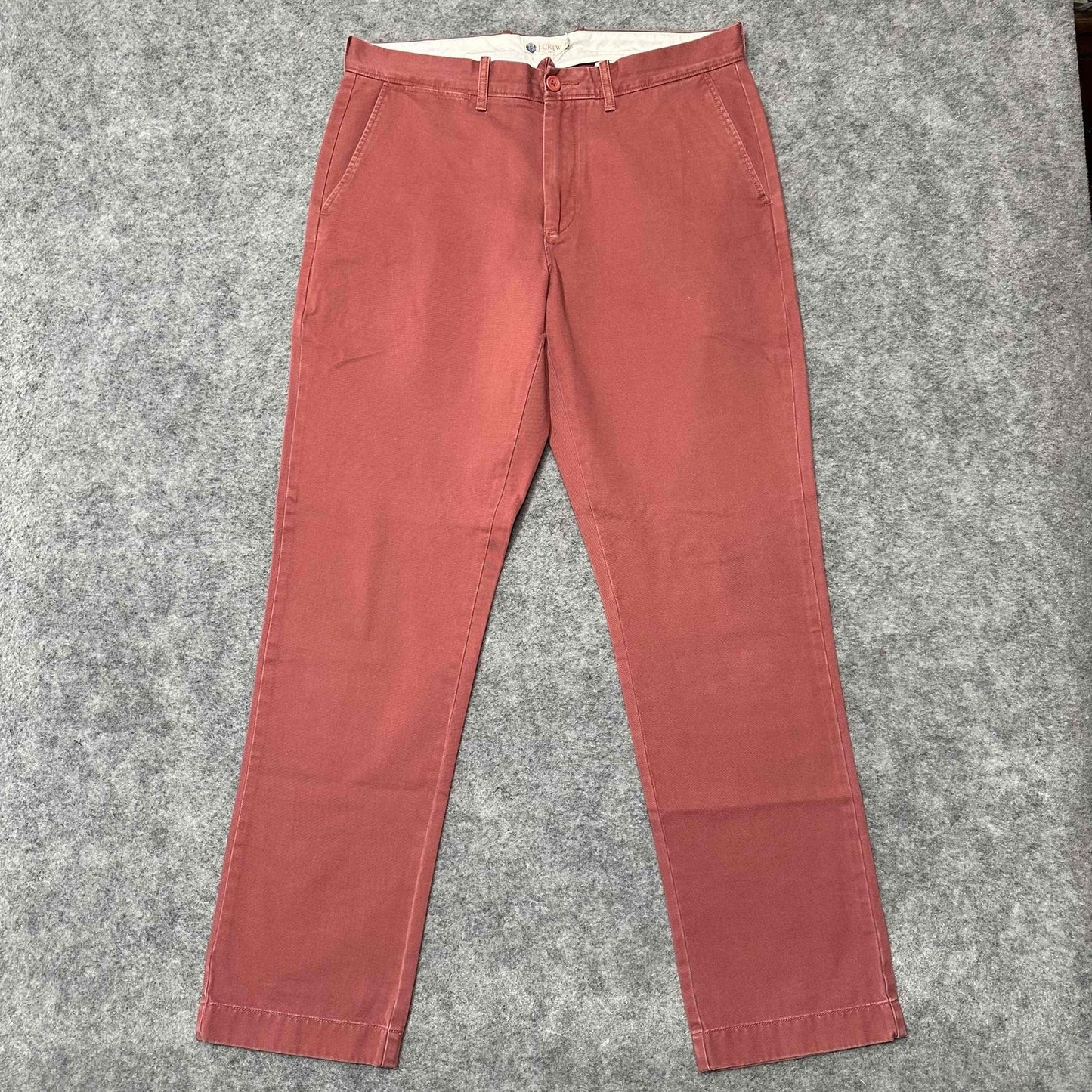 J.Crew Men's Flat Front Straight Chino Pants Size 33x32 Red