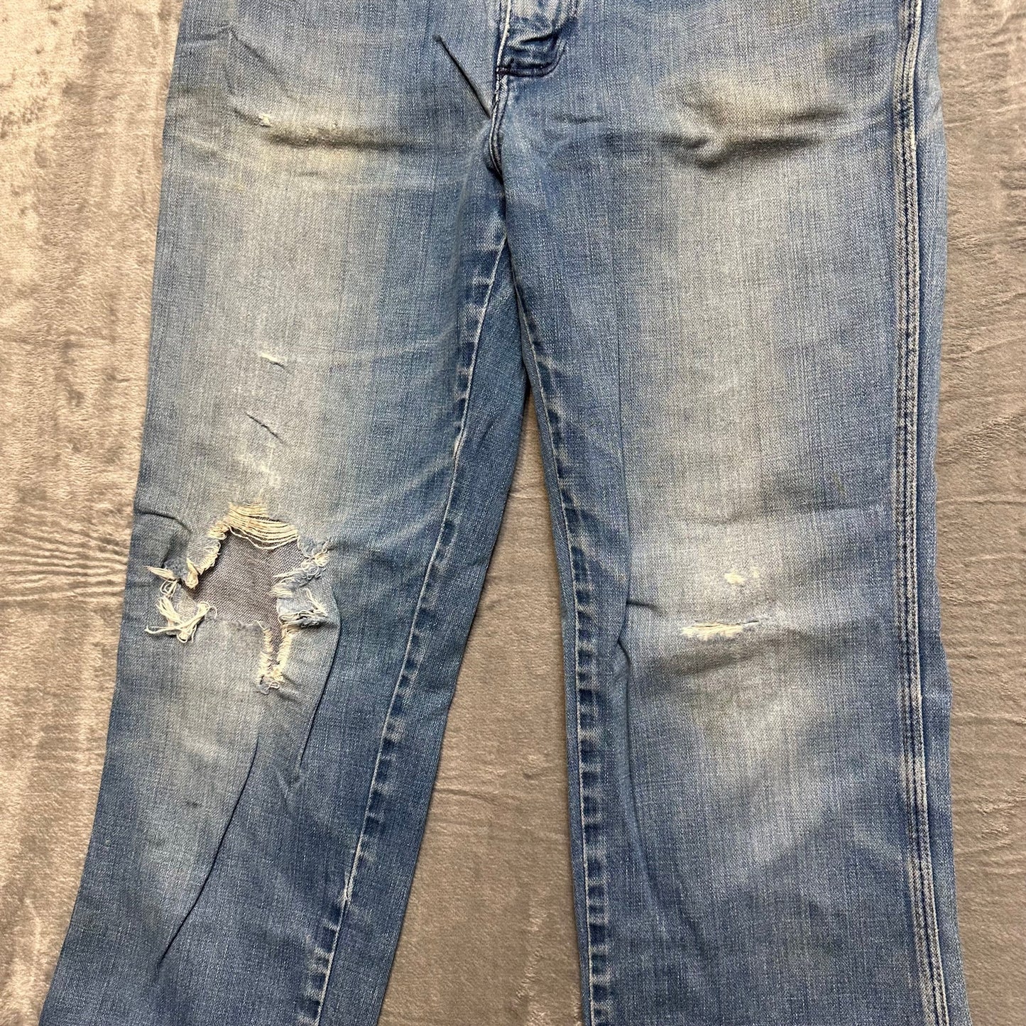Wrangler Distressed Straight Jeans Mens Size 32 Blue