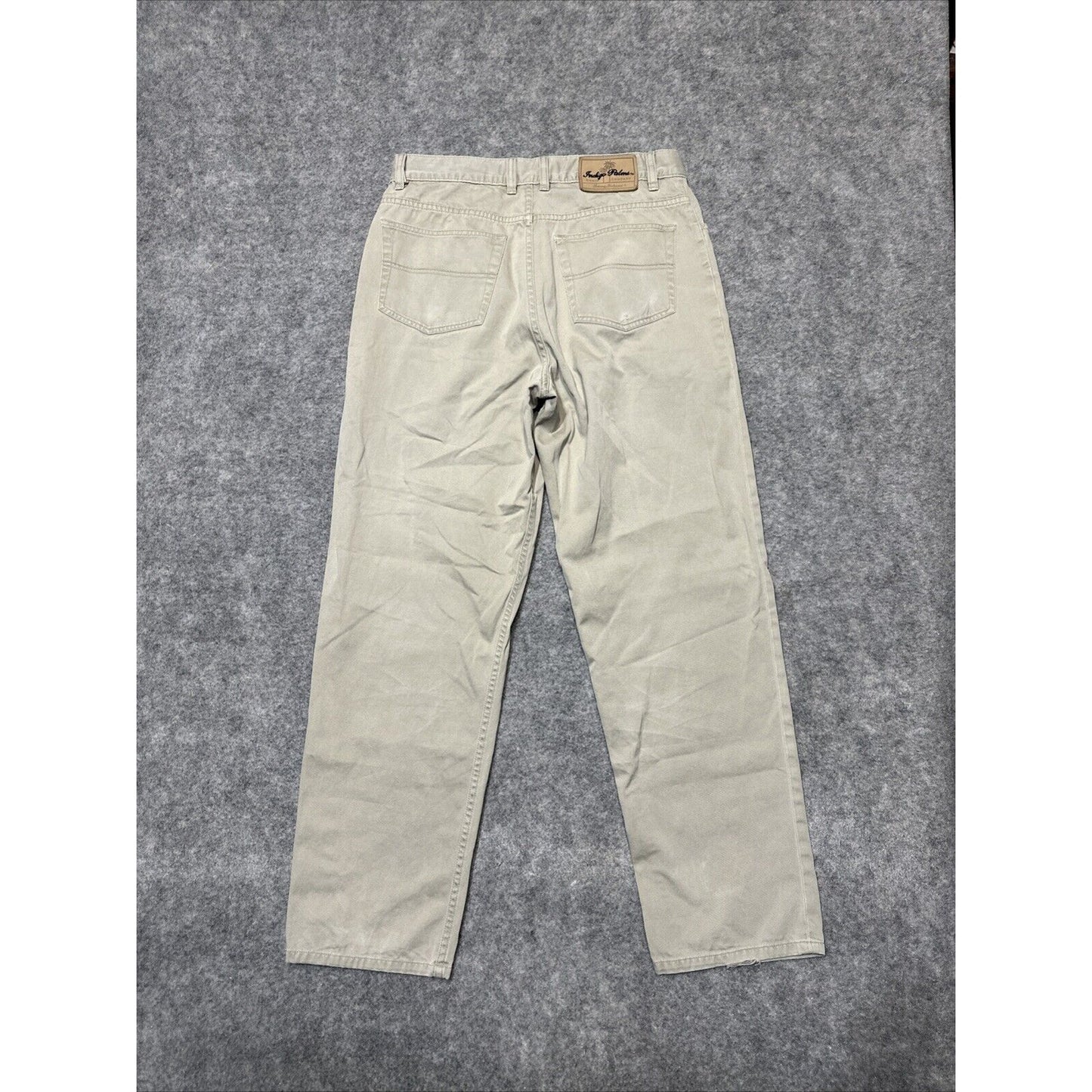 Indigo Palms Relaxed Fit Men's Straight Jeans Size 33x32 Beige Light Wash Denim